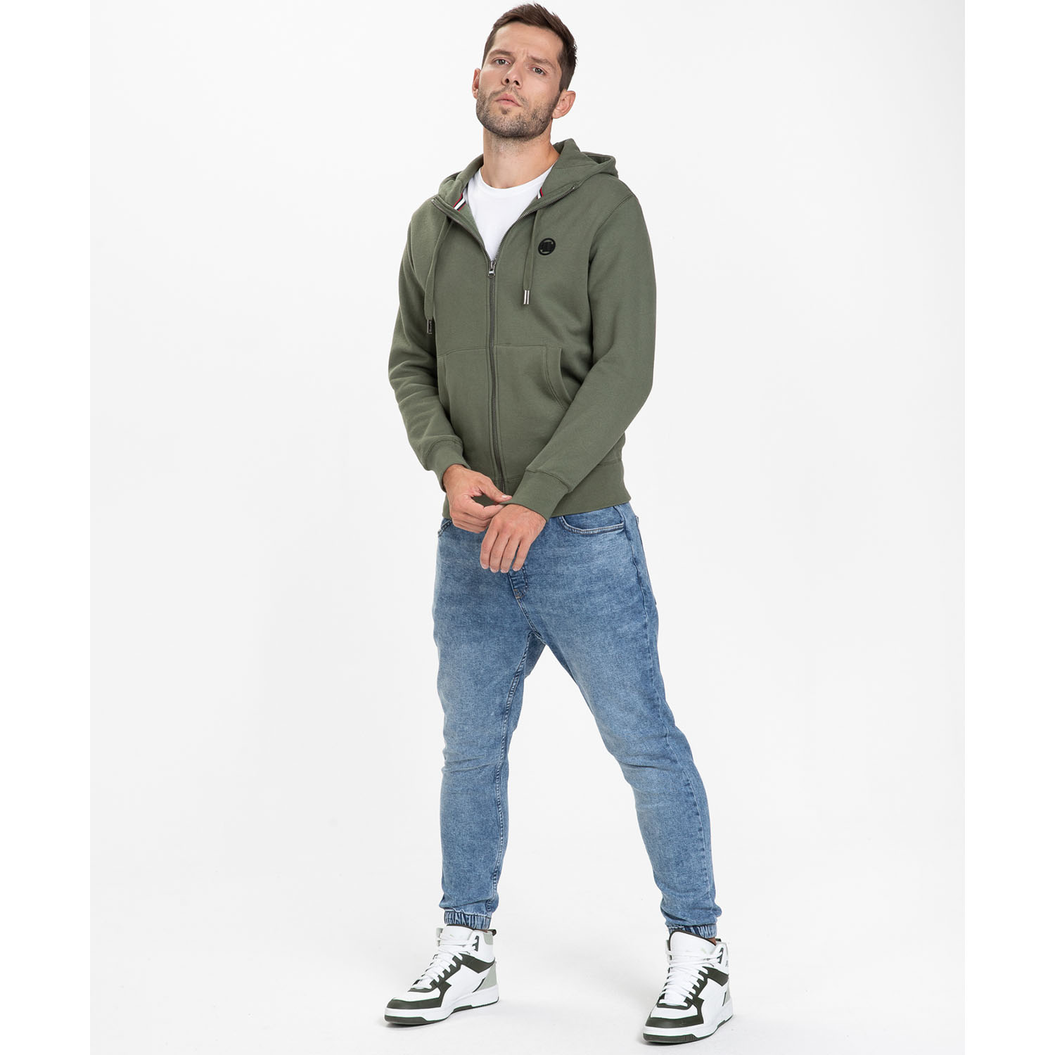 Pit Bull West Coast Zip Hoody, Small Logo, olive, L