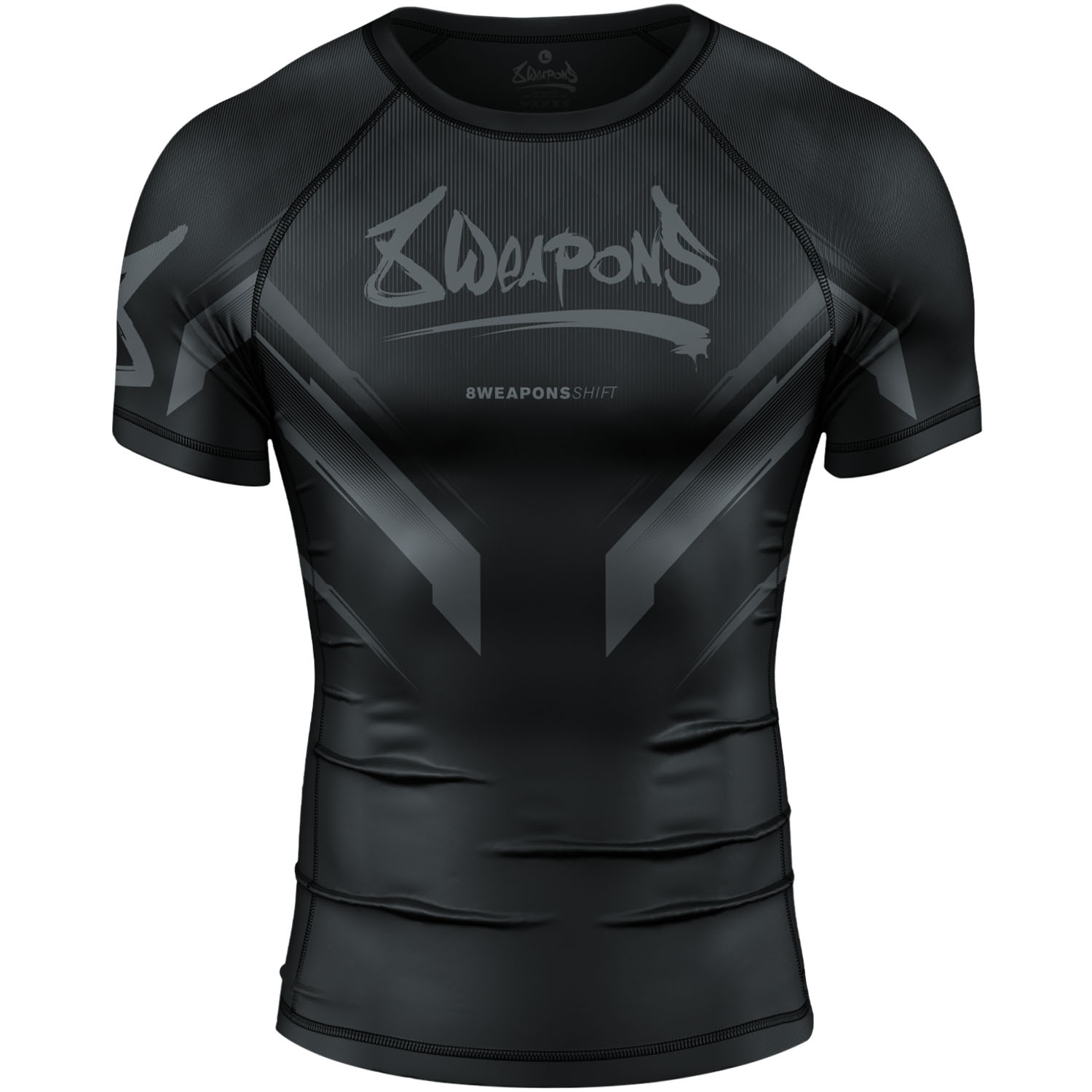 8 WEAPONS Rashguard, S/S, Shift, schwarz-matt XL