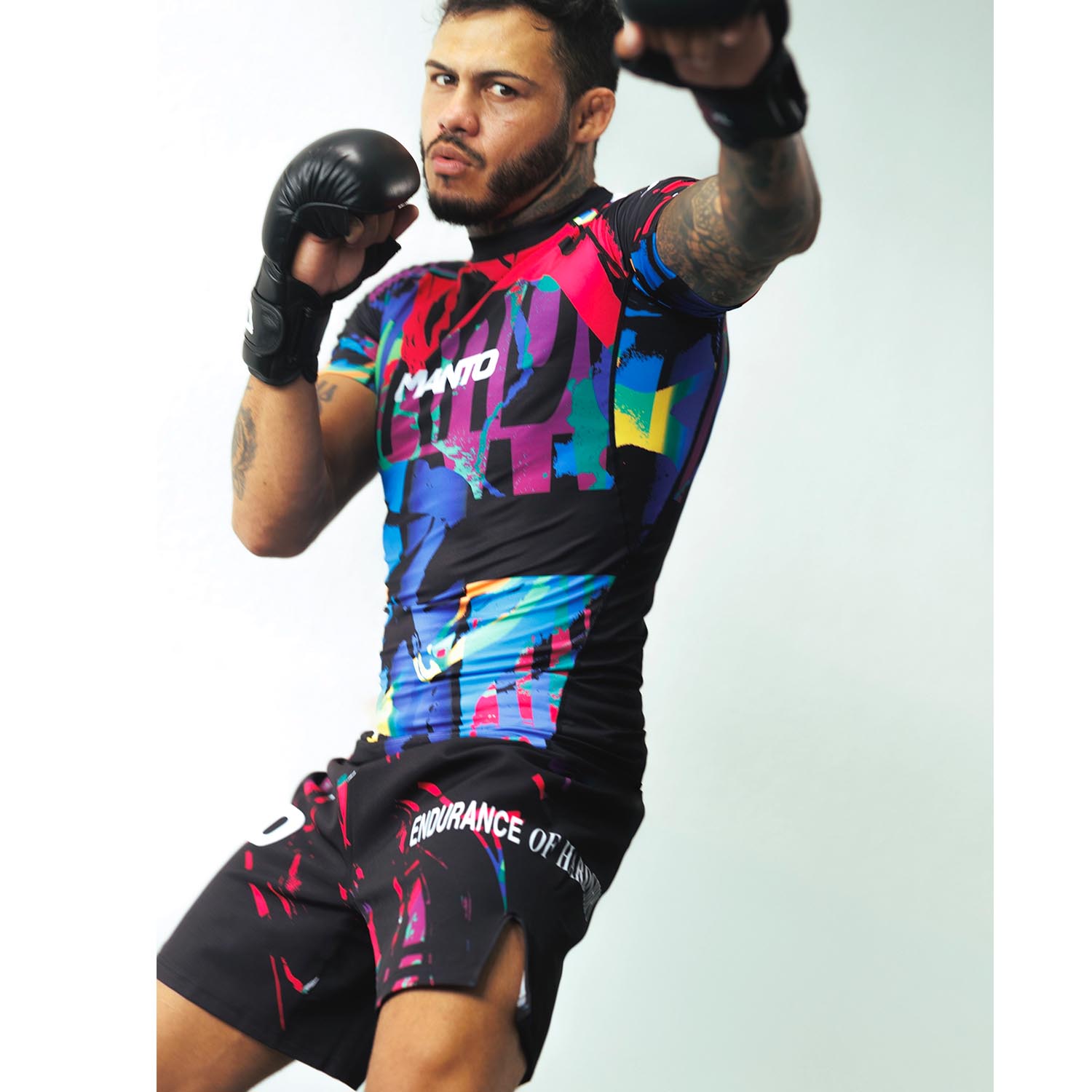 MANTO MMA Fight Shorts, Rave, black XL
