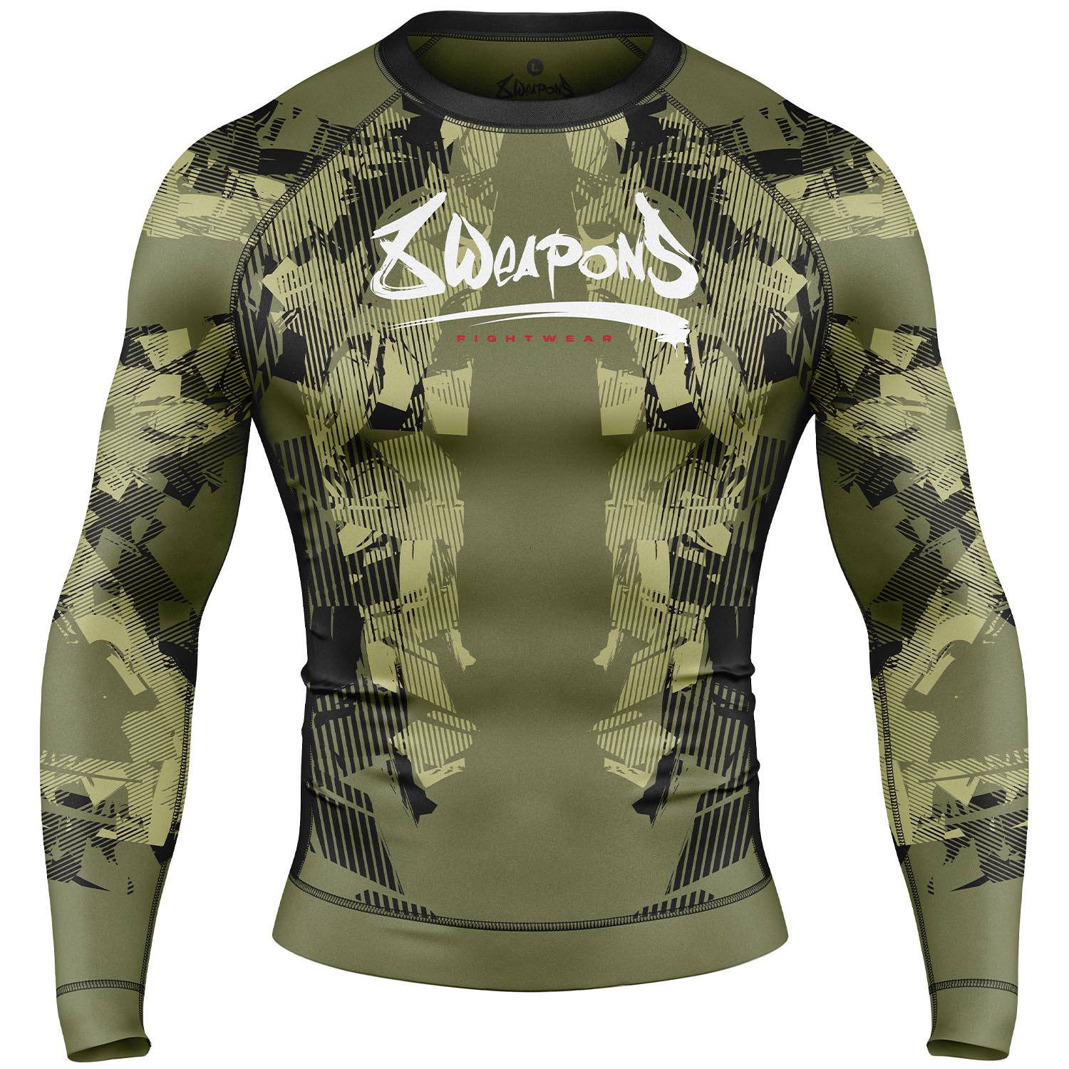 8 WEAPONS Rashguard, L/S, Hit 2.0, olive-black, S