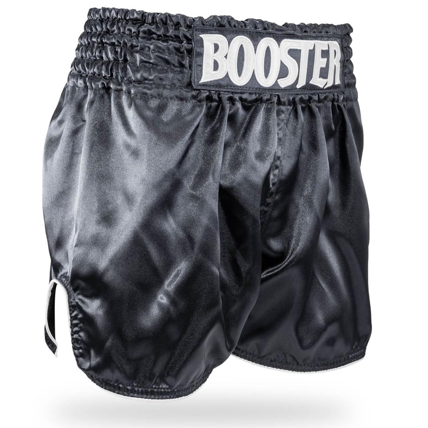 Booster Muay Thai Shorts, Kids Plain V2, black, XS