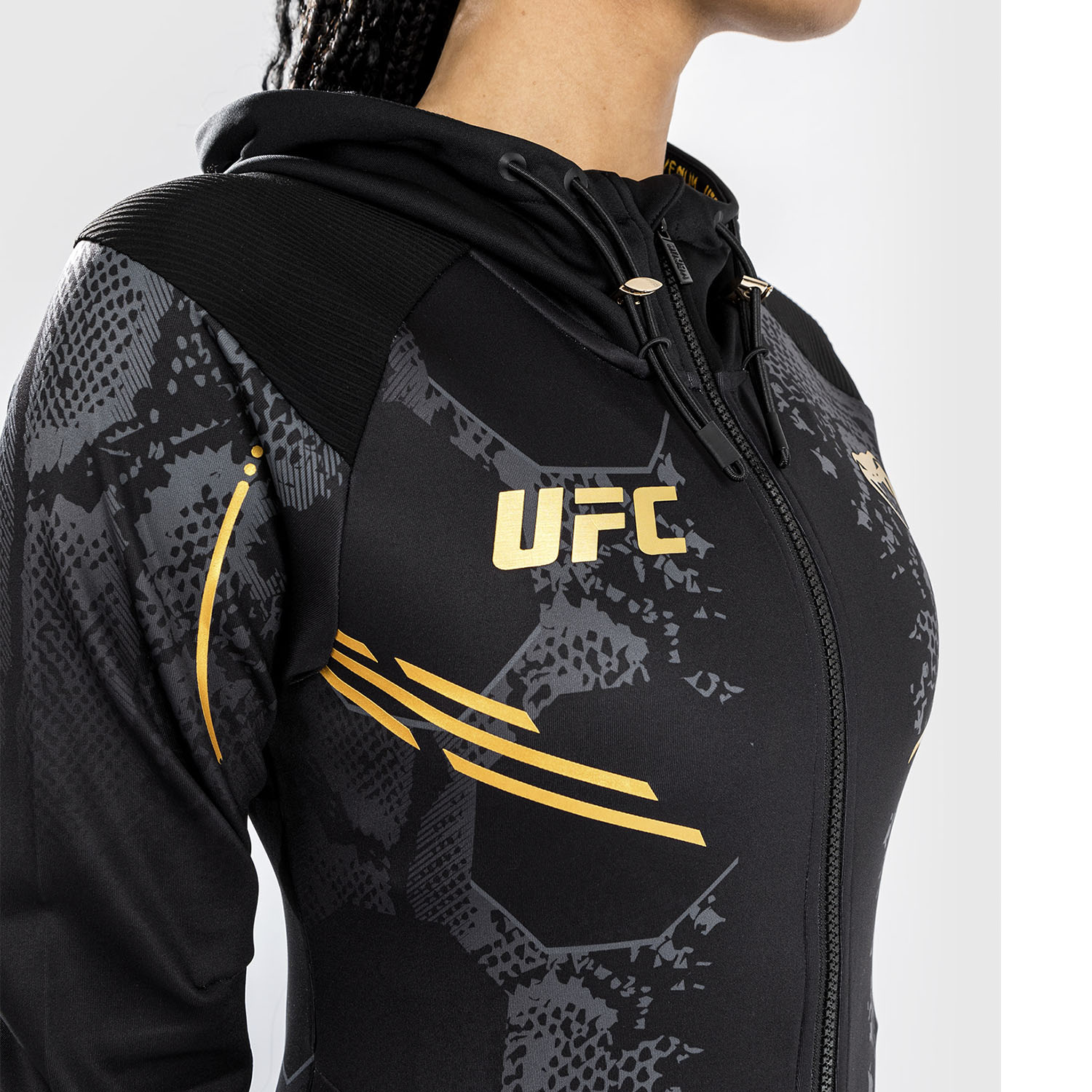 VENUM Zip Hoody, Damen, UFC Fight Night, Adrenaline, schwarz-gold, XS