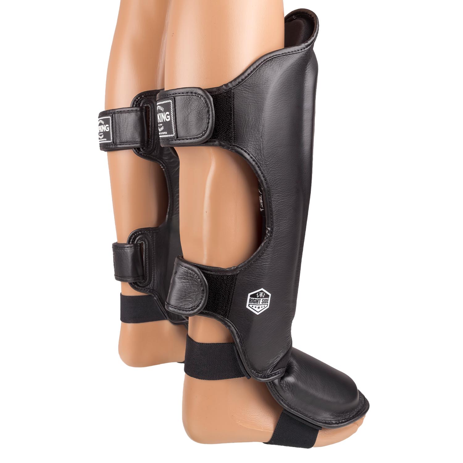 TOP KING BOXING Shin Guards, Pro Genuine Leather, black, XL