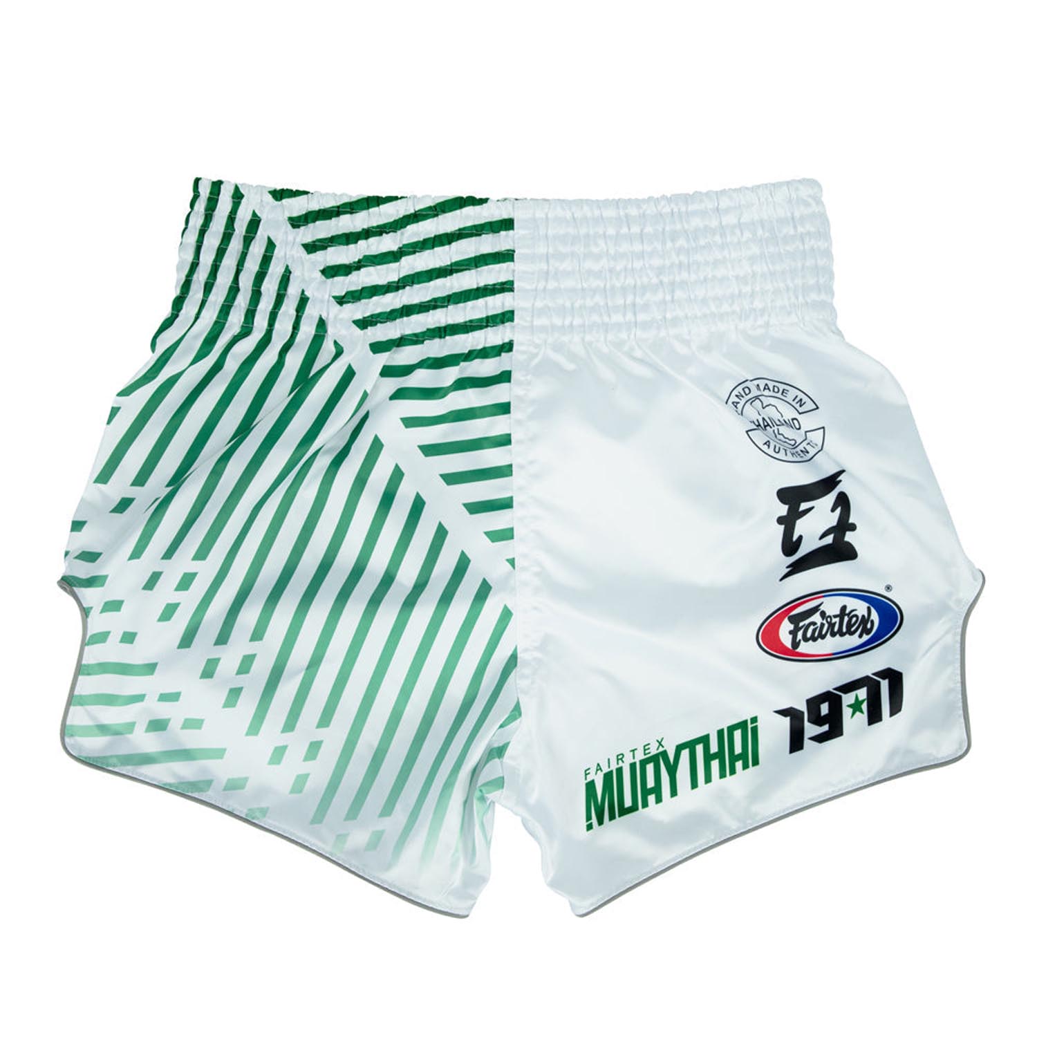 Fairtex Muay Thai Shorts, BS1923, Racer, weiß-grün, M