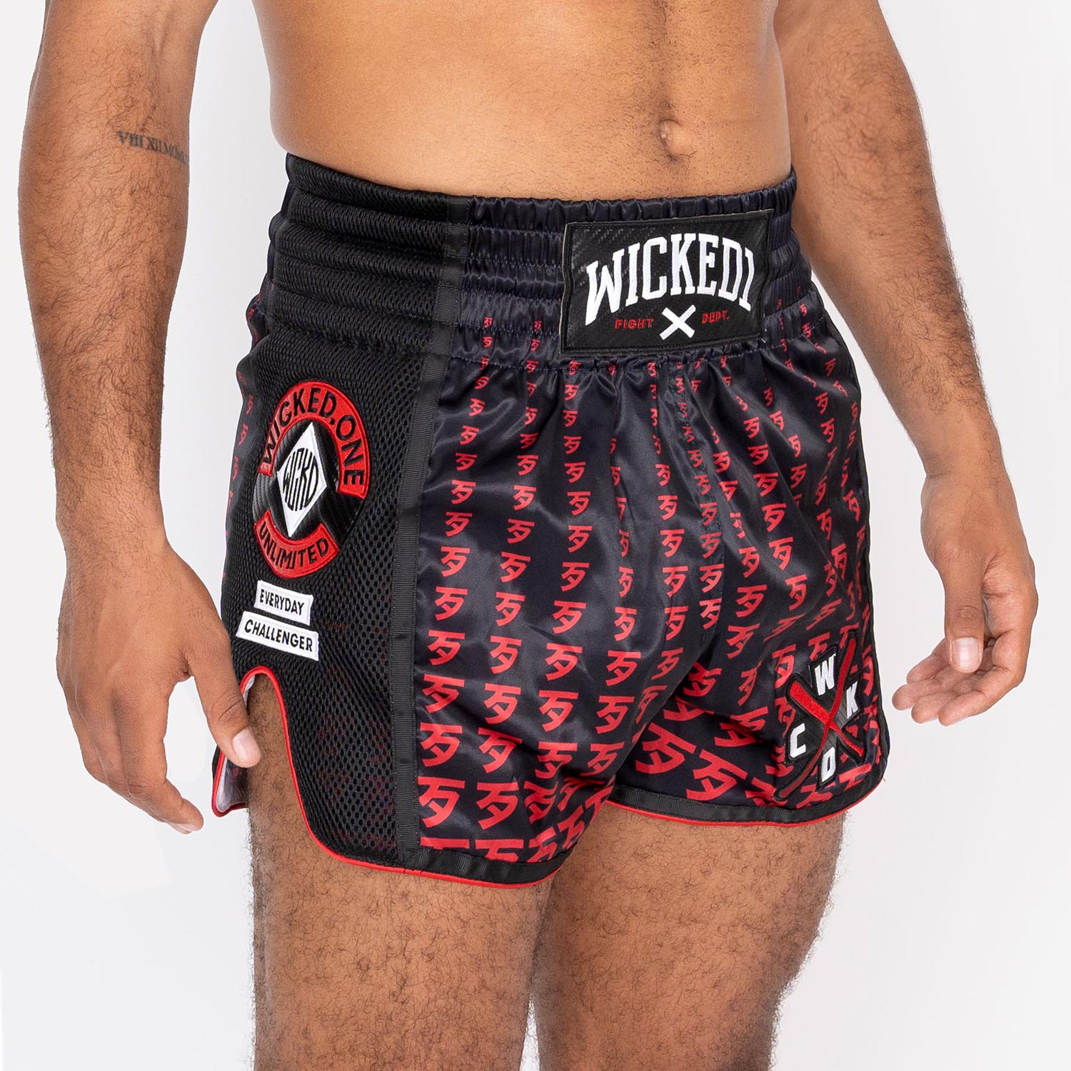 Wicked One Muay Thai Shorts, Infinit, black-red, L