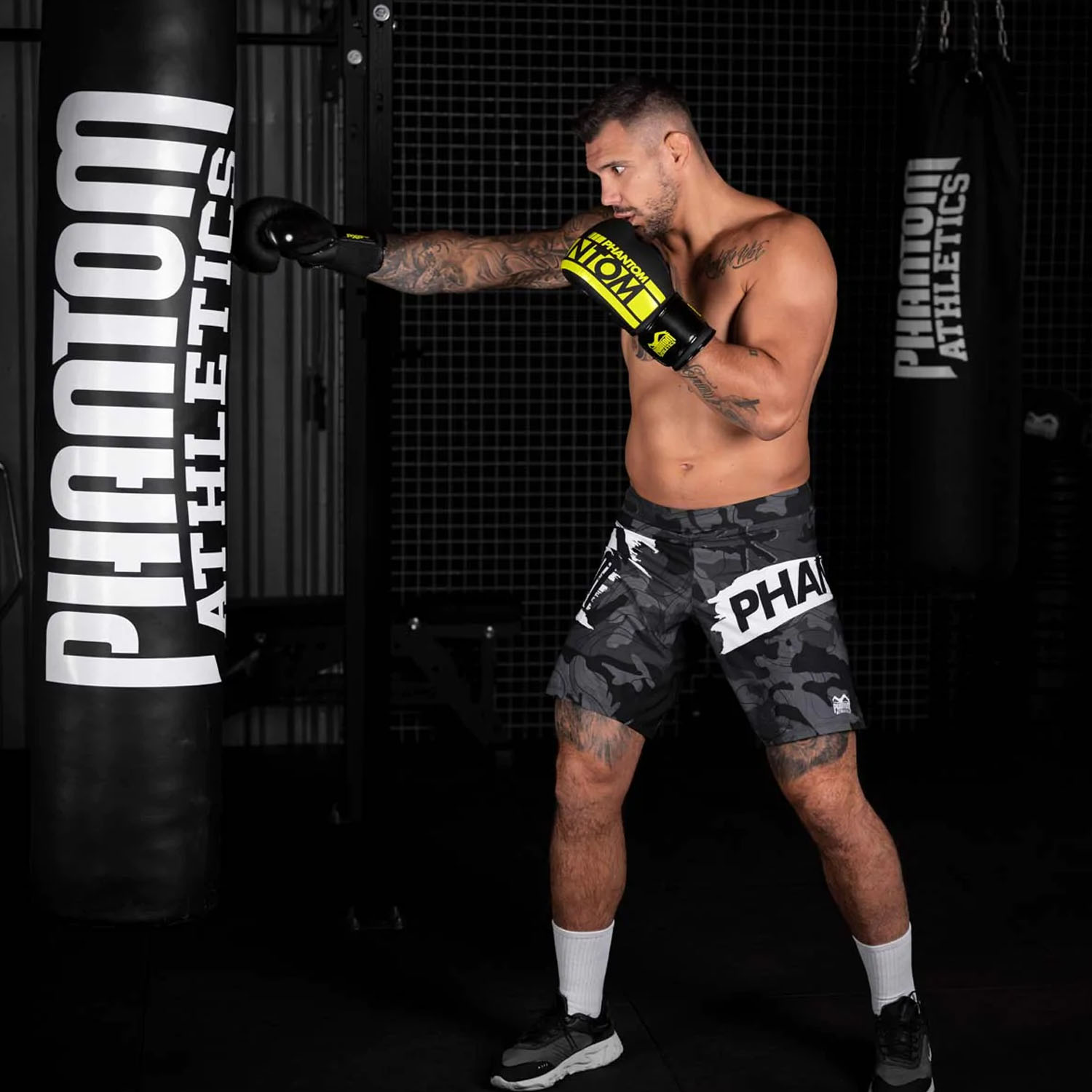 Phantom Athletics Boxhandschuhe, Apex, schwarz-neongelb, 14 Oz