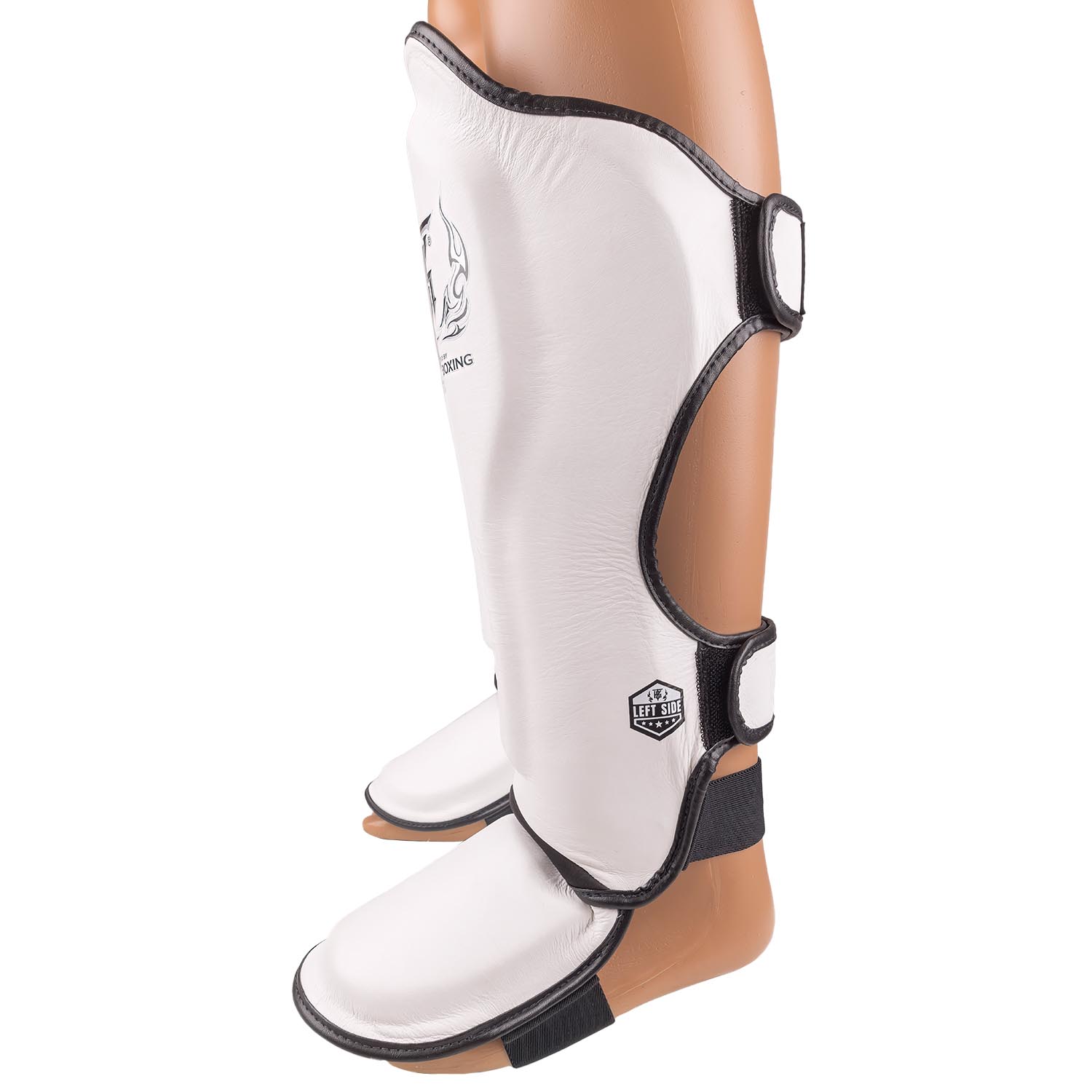 TOP KING BOXING Shin Guard, Pro, white-black, XL