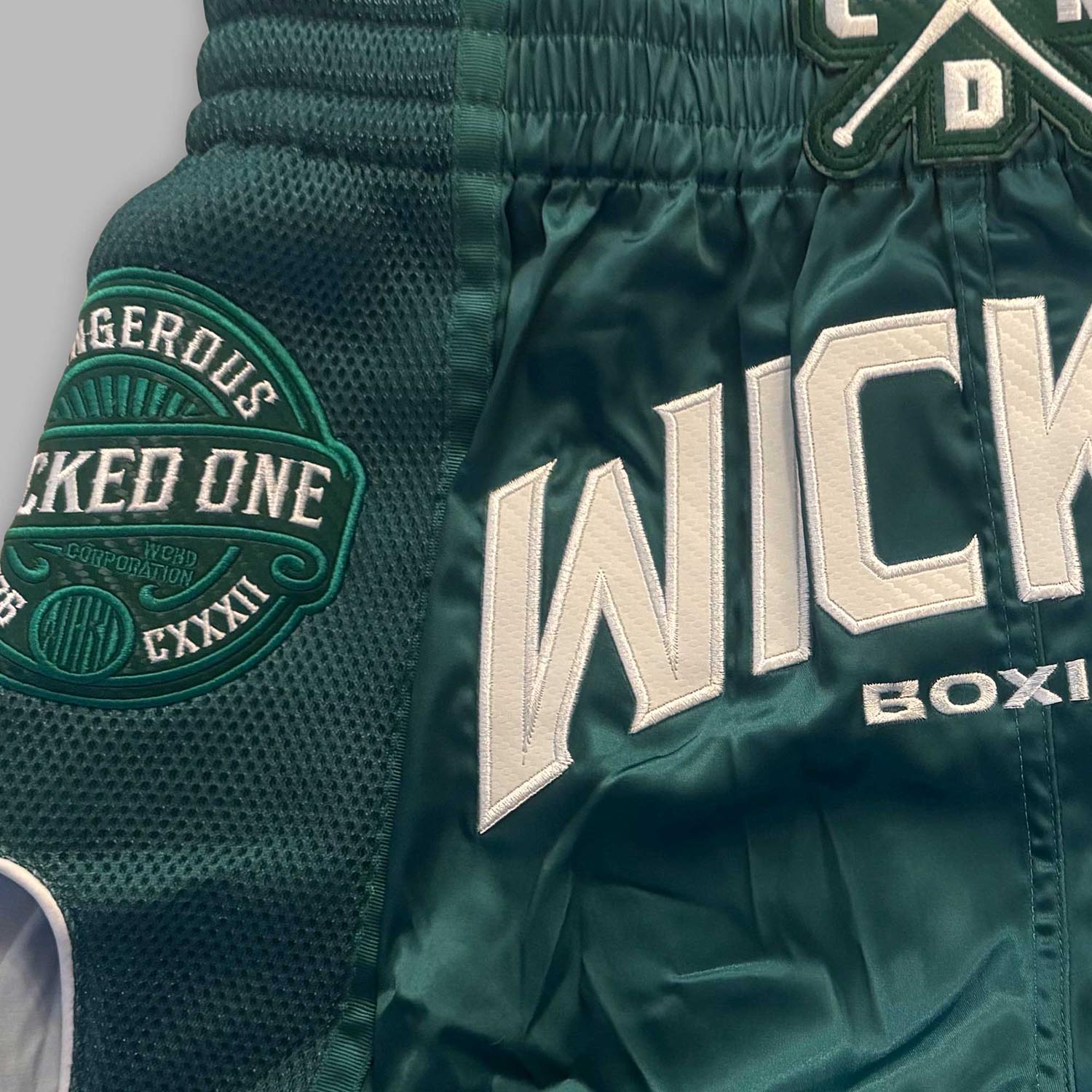 Wicked One Muay Thai Shorts, Block, green-white, XXL
