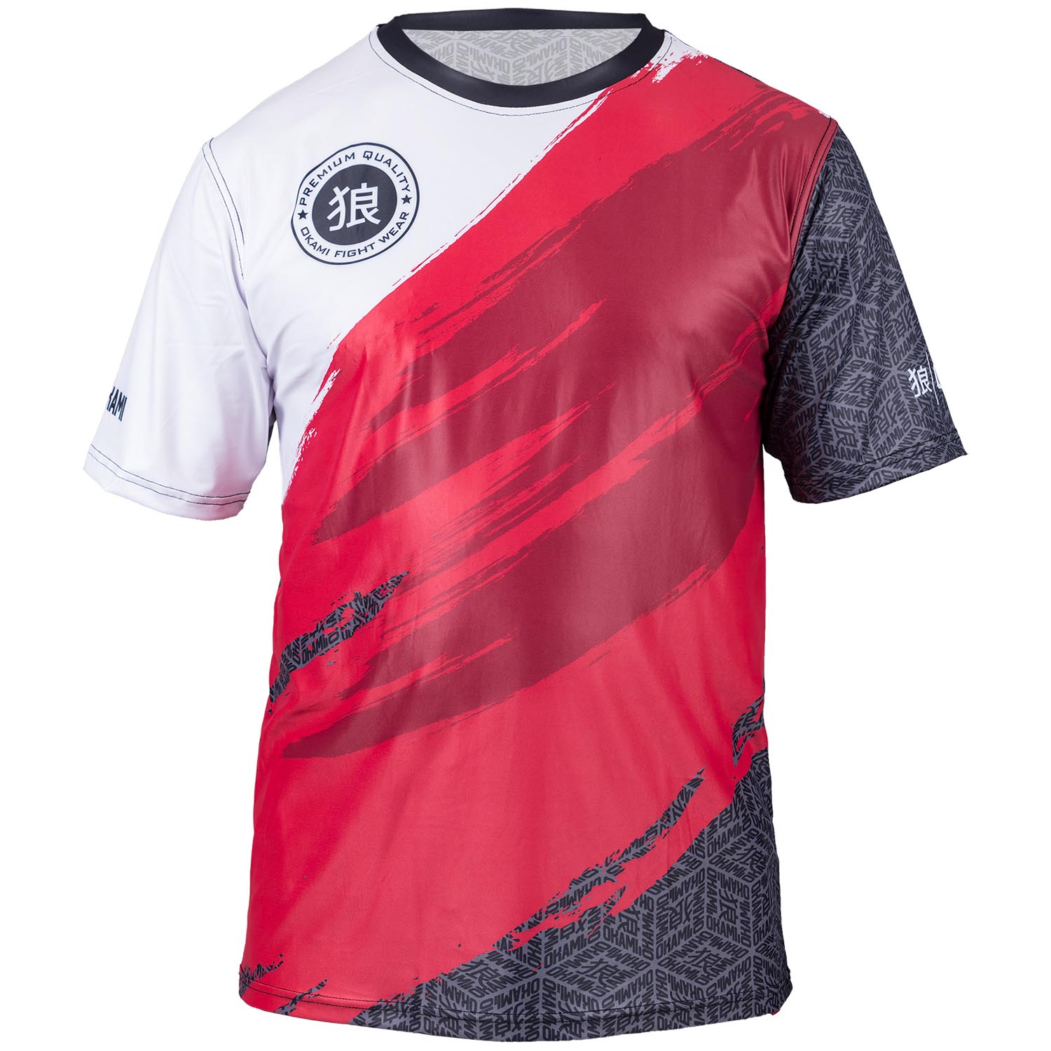 OKAMI Functional T-Shirt, Cube, rot-grey-white, S