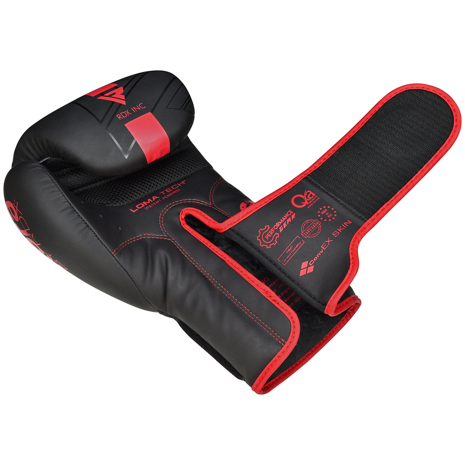 RDX Boxing Gloves, Kara Series F6, black-red, 14 Oz