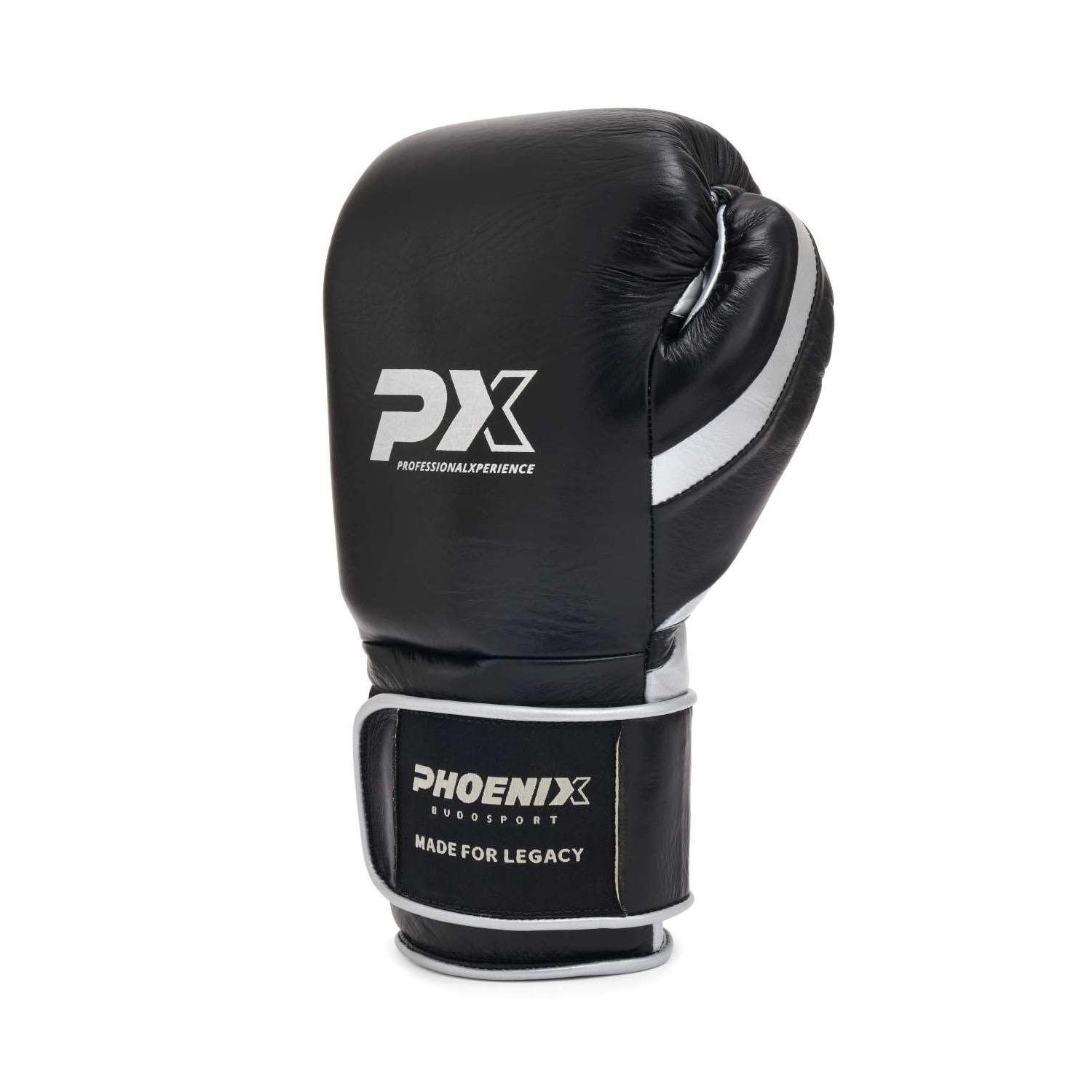 PX Boxhandschuhe, Legacy, Pro Pure Combat, schwarz-silber, 12 Oz