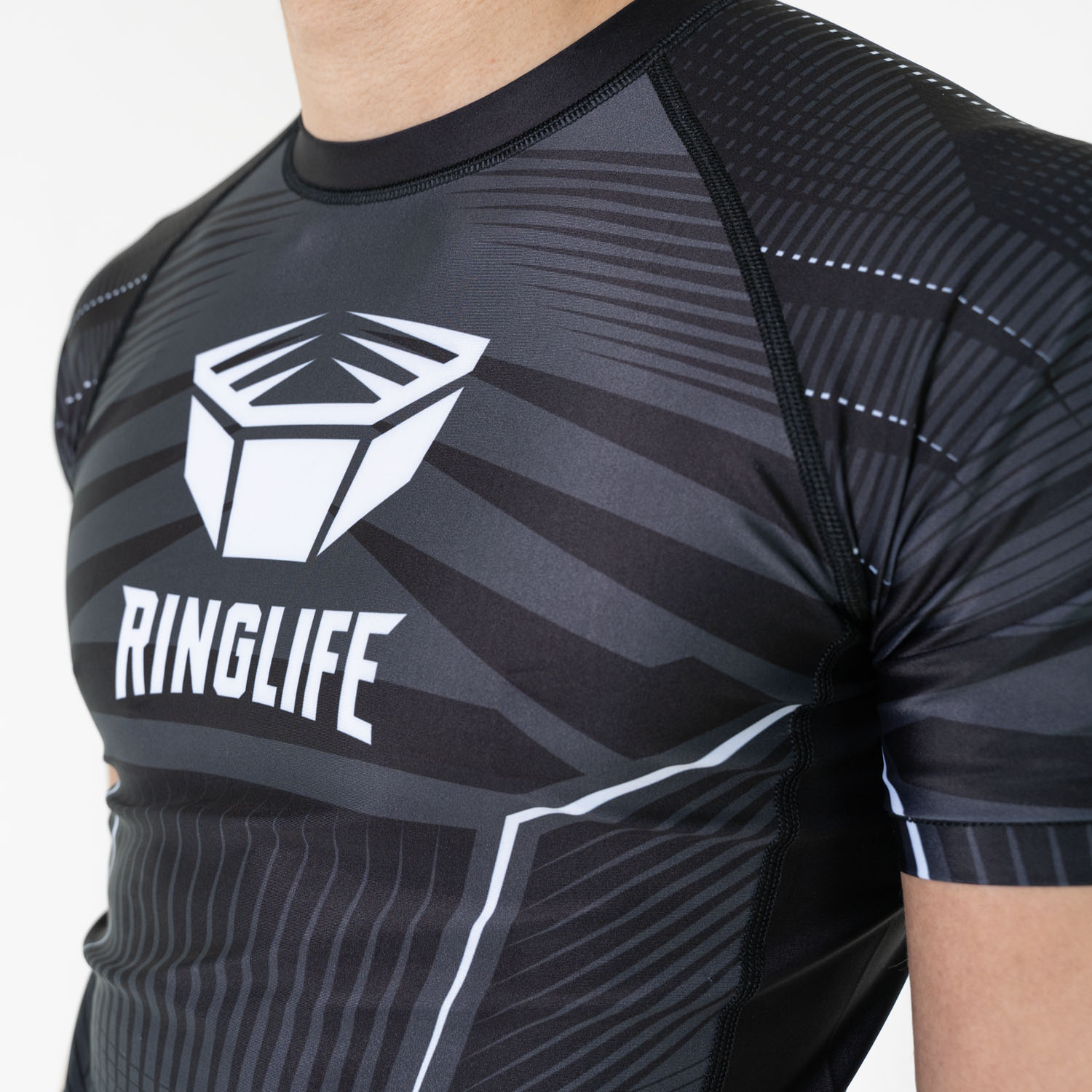 RINGLIFE Rashguard, S/S - Octaring schwarz-weiss XXL