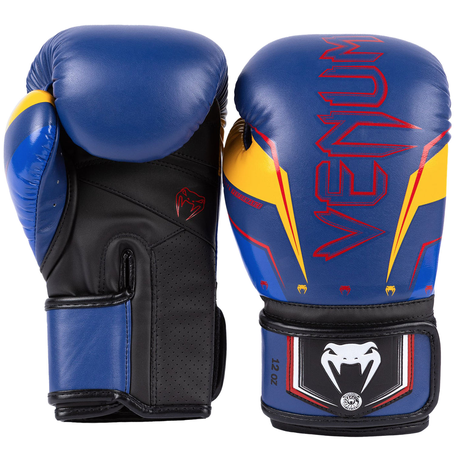 VENUM Boxing Gloves, Elite Evo, blue-yellow, 12 Oz