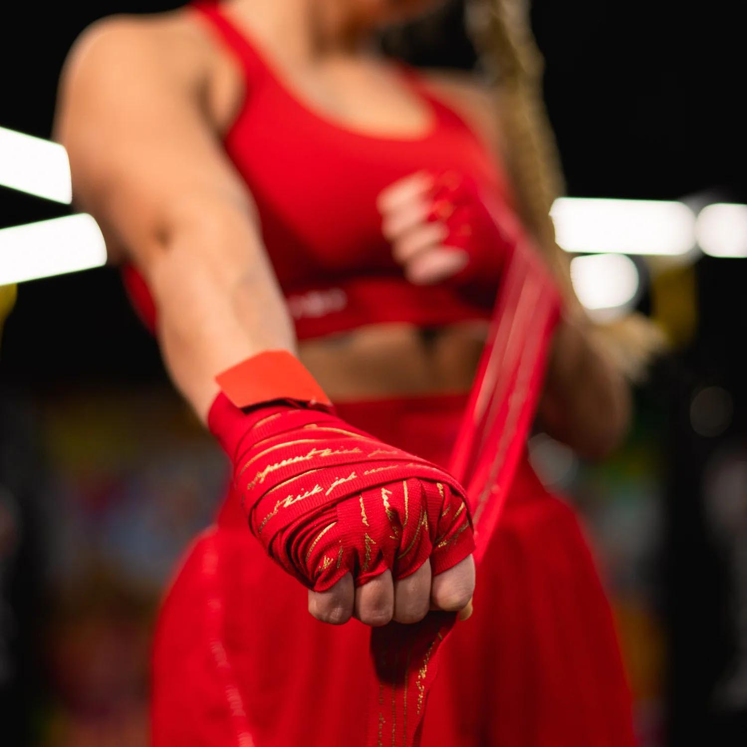 ATHENA Hand Wraps, Nerio, semi elastic, 4.5 m, red-gold