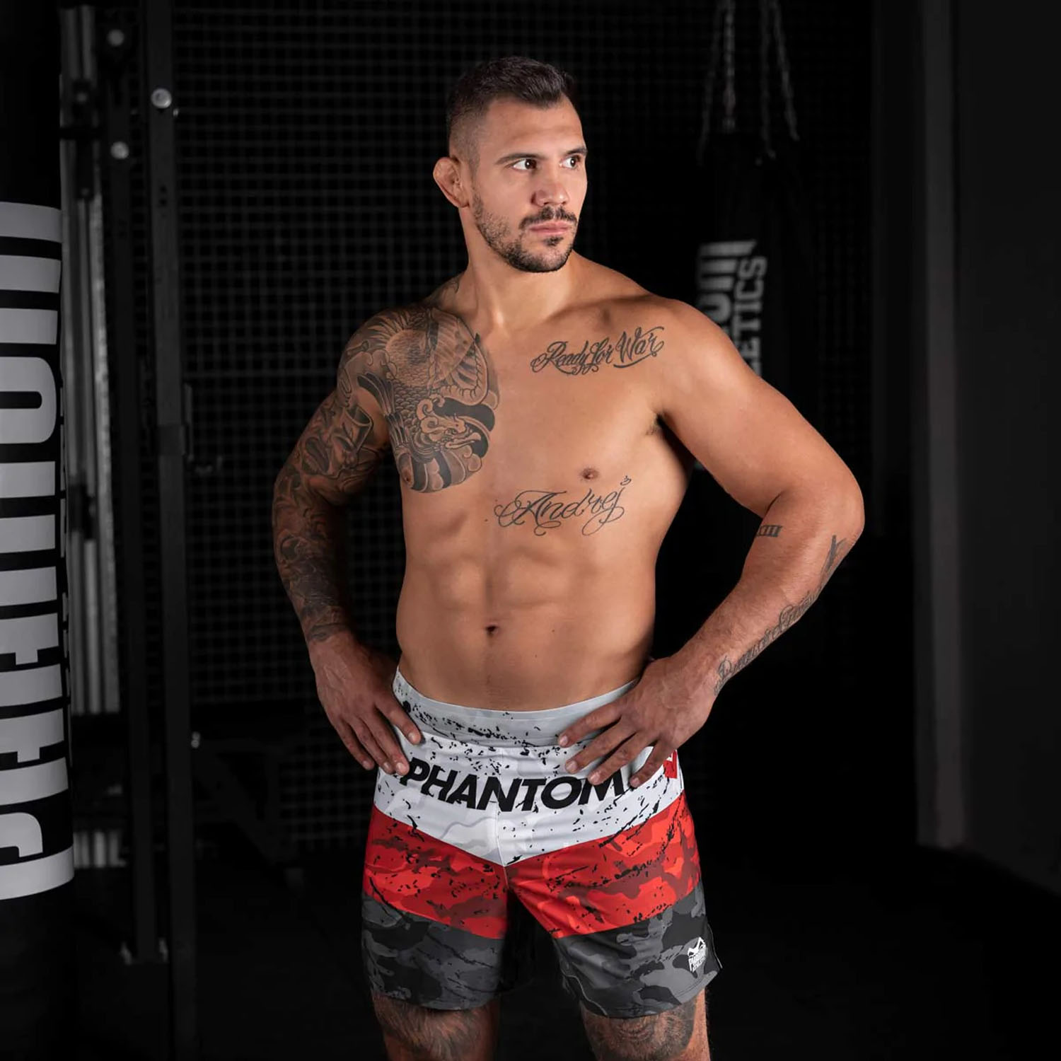Phantom Athletics MMA Fight Shorts, Flex S, Delta, rot, XXL
