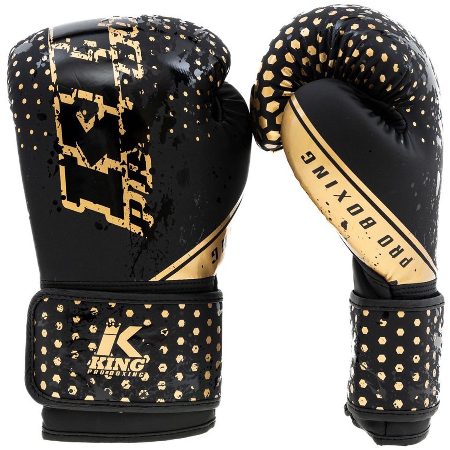 KING PRO BOXING Boxing Gloves, Hexagon 2, black-gold, 6 Oz