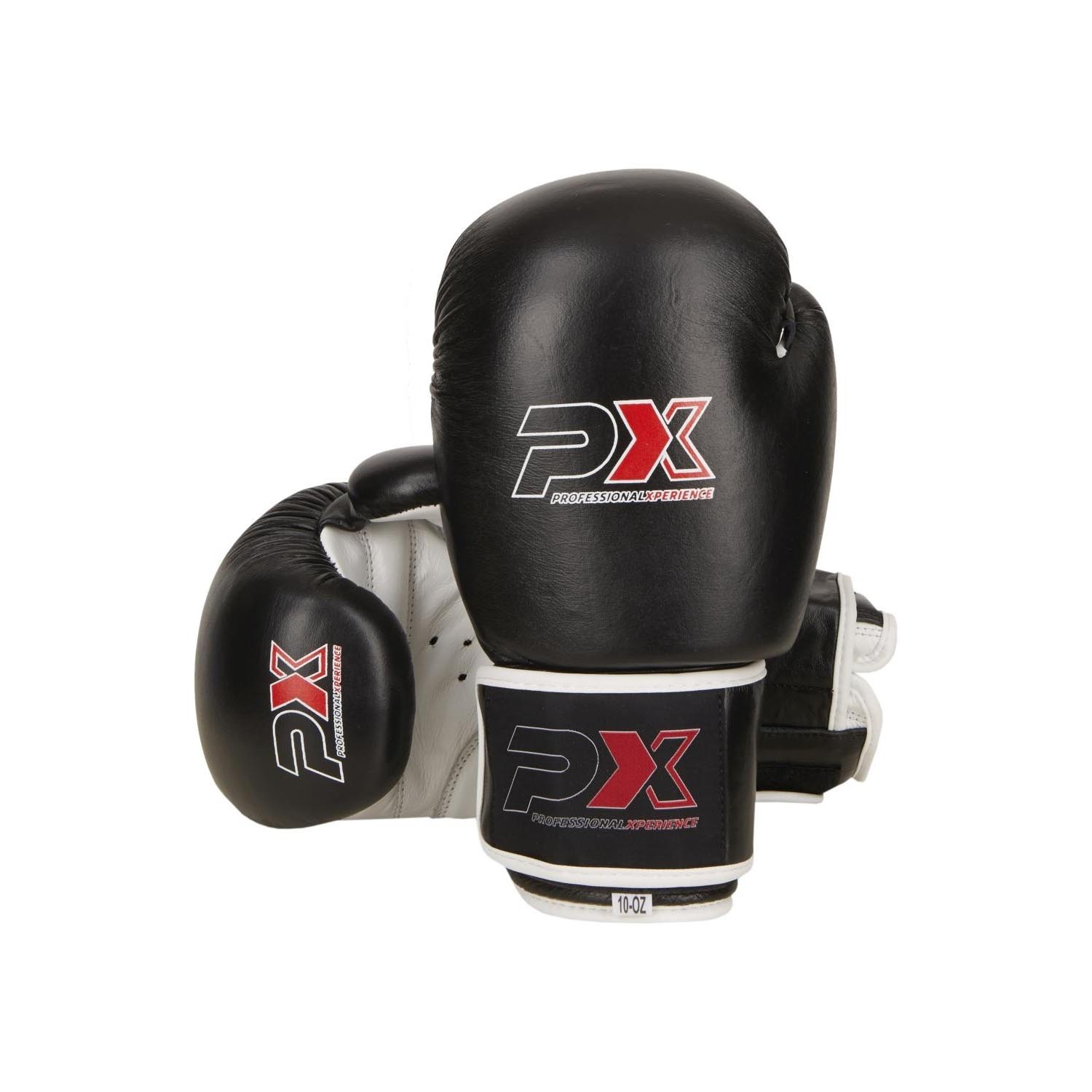 PX Boxing Gloves, PX, black-white, 16 Oz