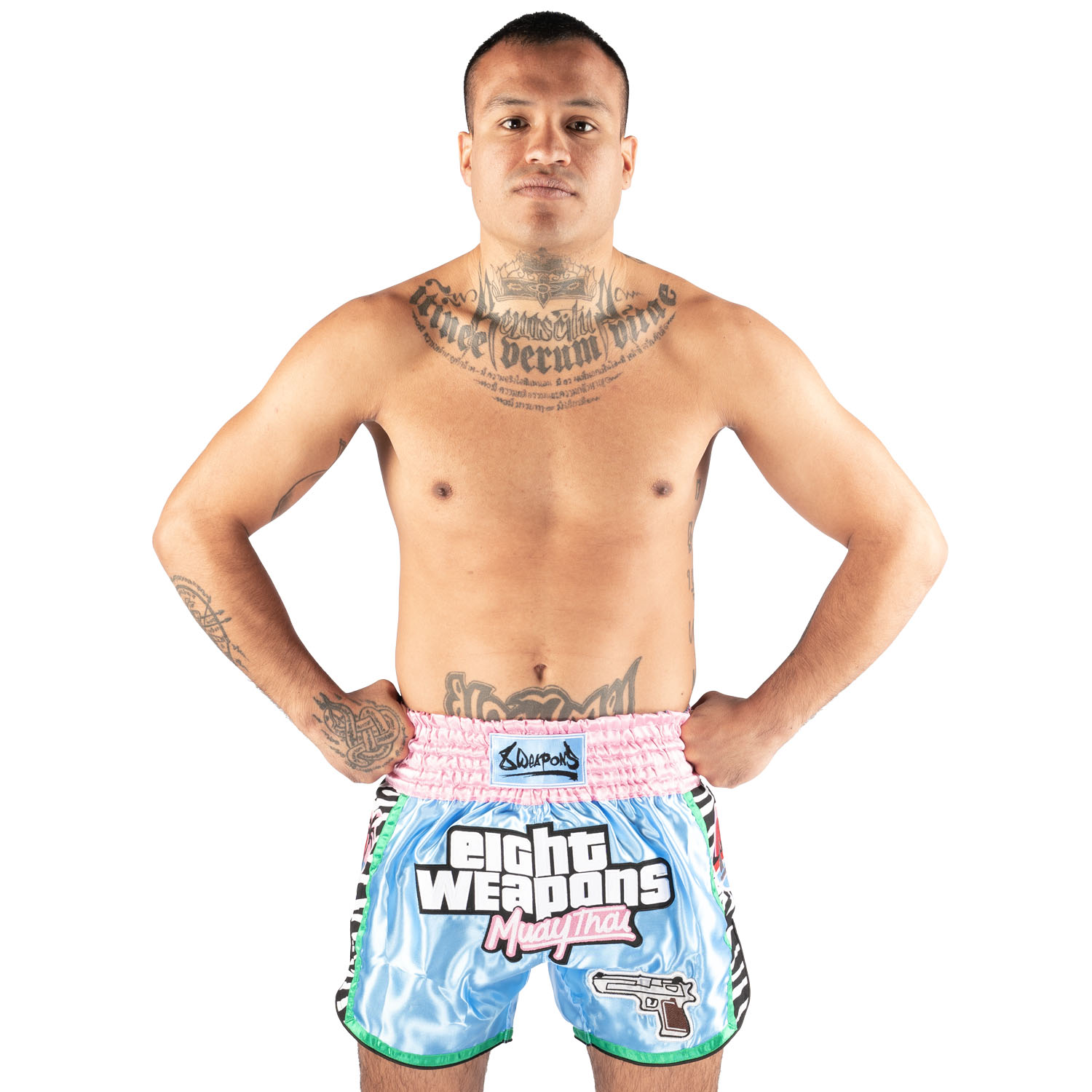 8 WEAPONS Muay Thai Shorts, Miami Thai, blau, M