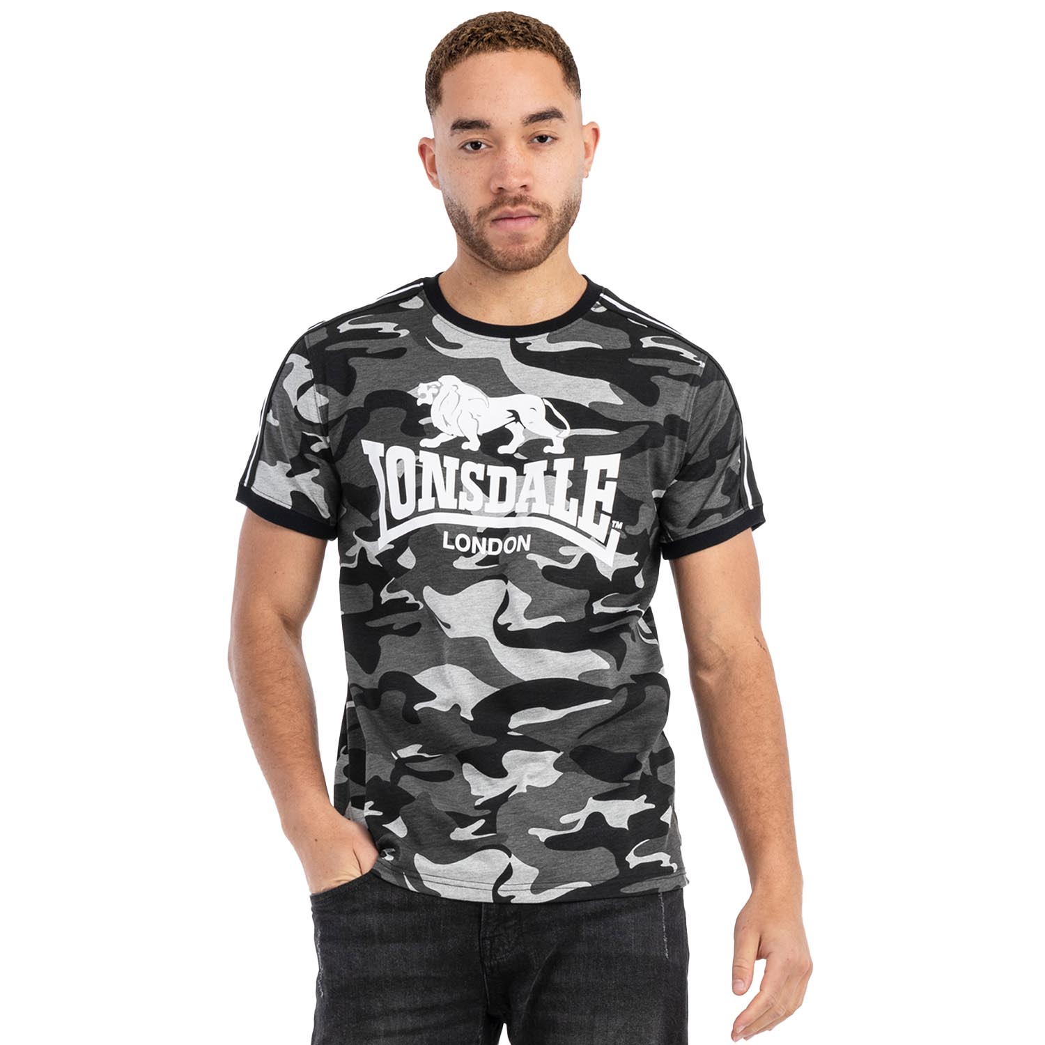 Lonsdale T-Shirt, Cregneash, camo grey, L
