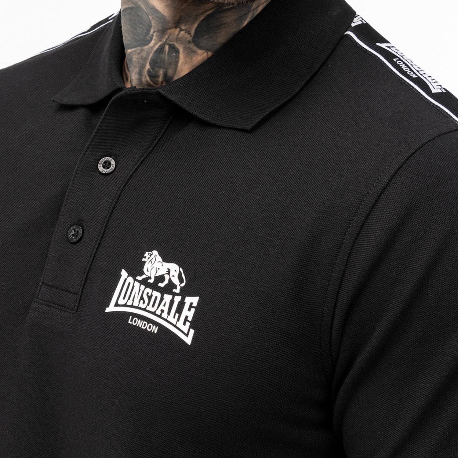 Lonsdale Polo T-Shirt, Setter, black, XXL