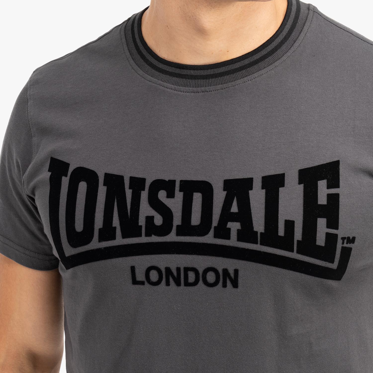 Lonsdale T-Shirt, Potternweton, grey-black, XXL