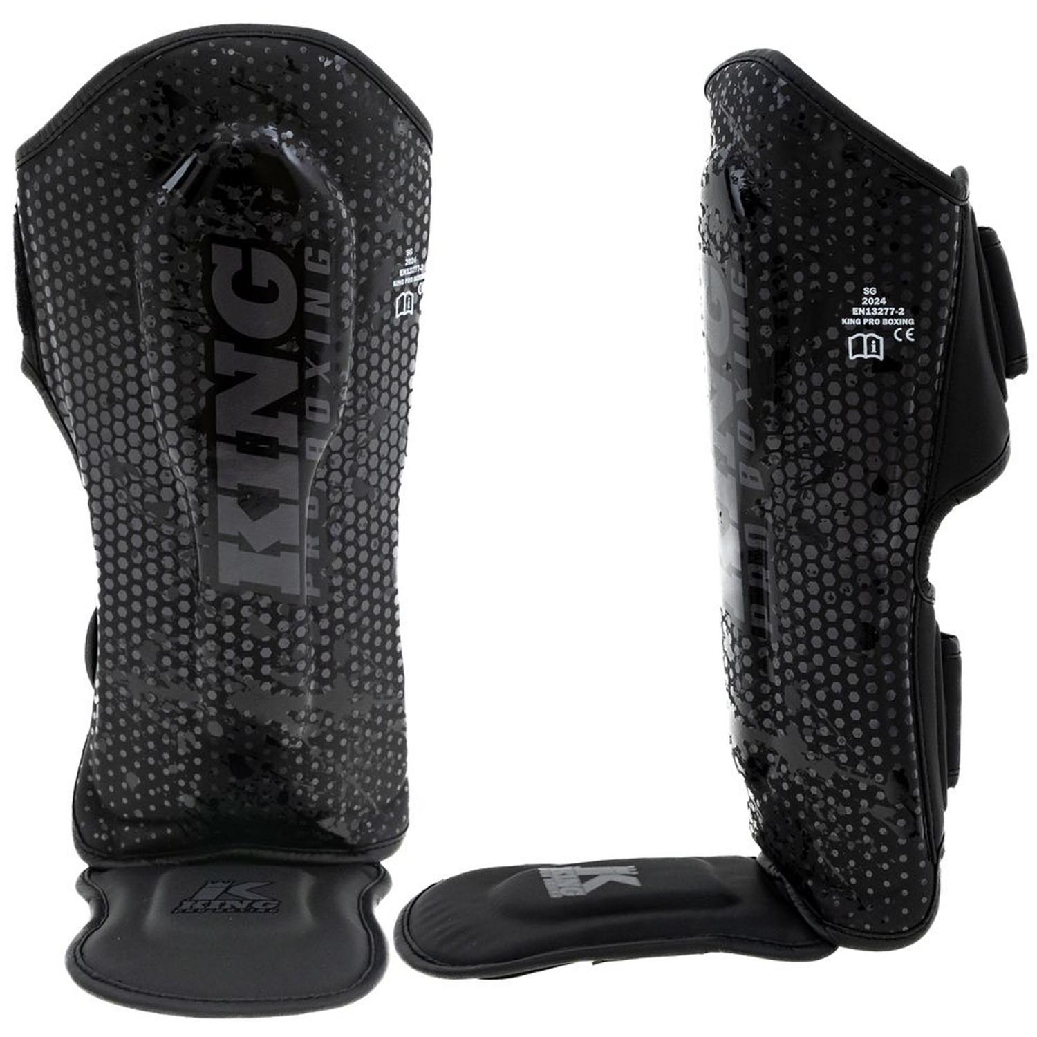 King PRO BOXING Shin Guard, Hexagon 1, black black, M