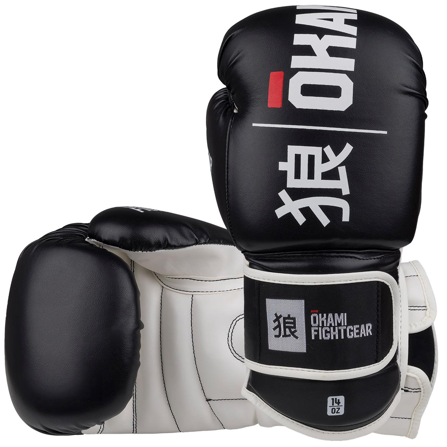 OKAMI Boxing Gloves, Rumble, black-white, 14 Oz