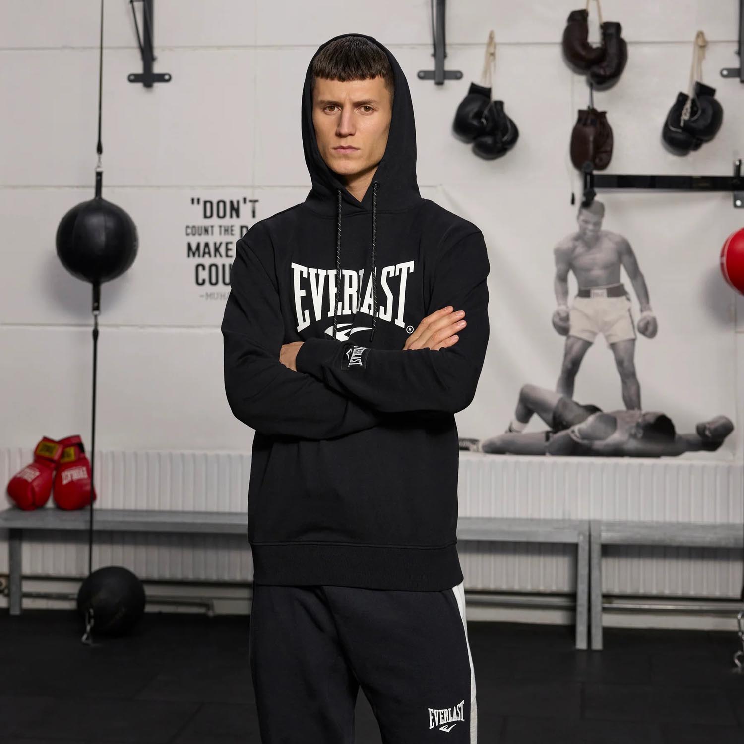 Everlast Hoody, Logo, black, XXL