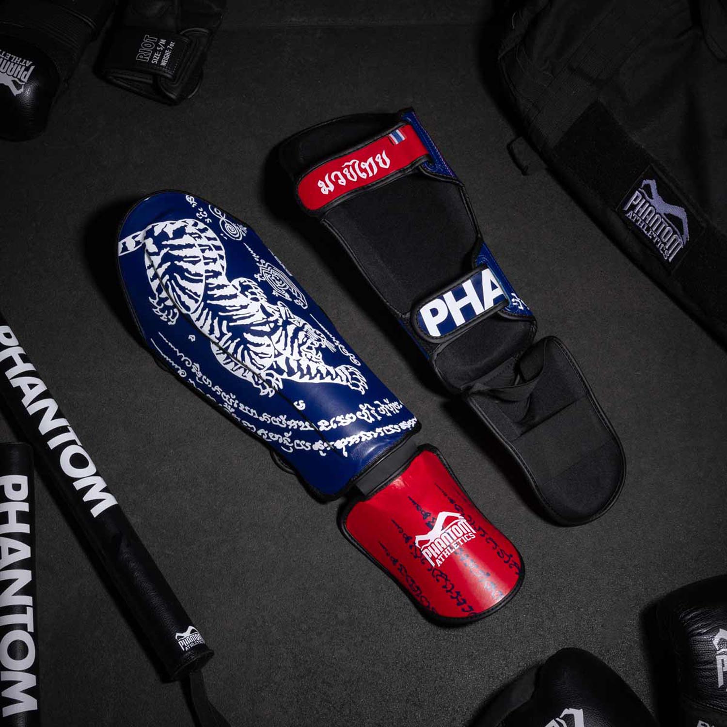 Phantom Athletics Shin Guard, Muay Thai, blue, S/M