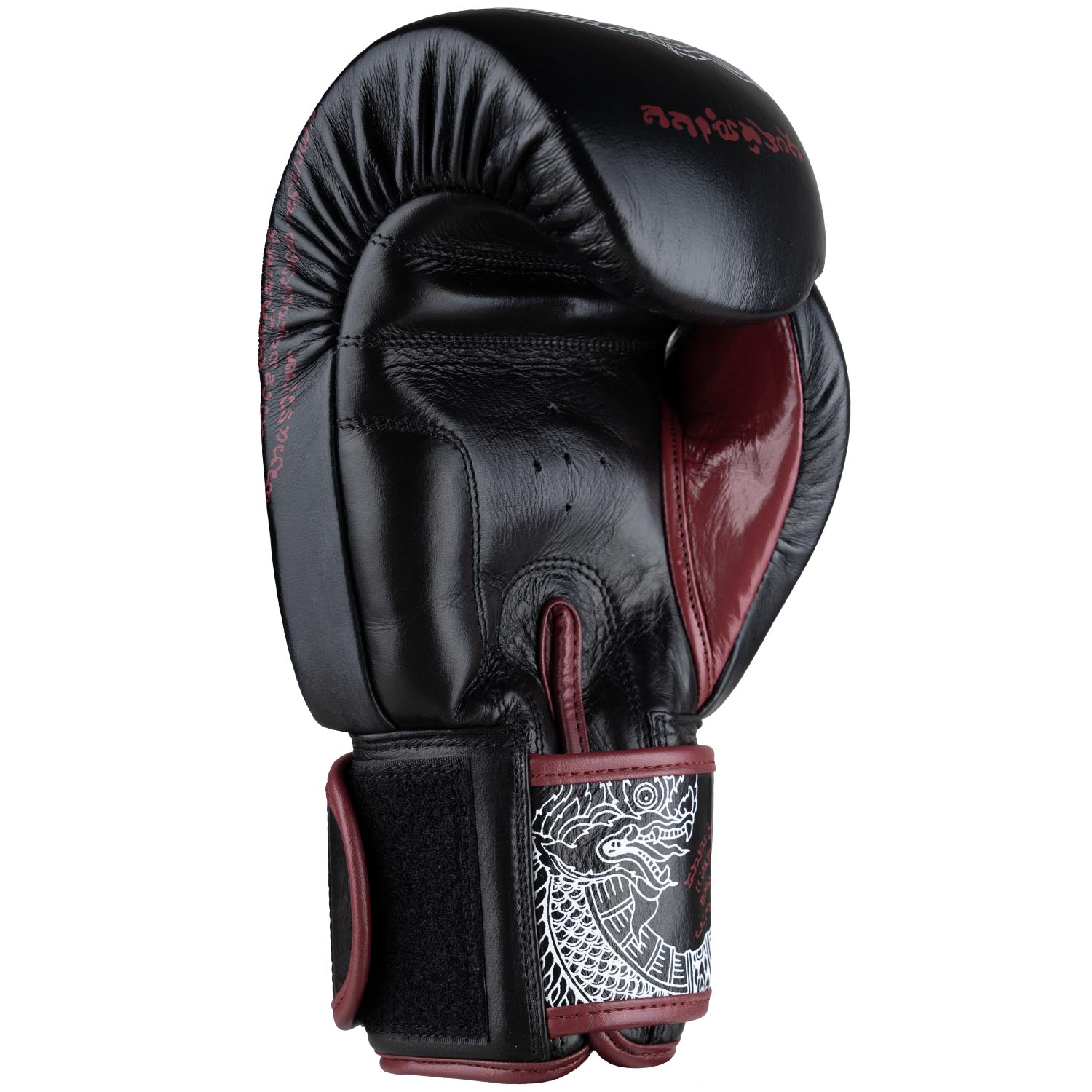 8 WEAPONS Boxing Gloves, Sak Yant Naga, black-maroon, 12 Oz