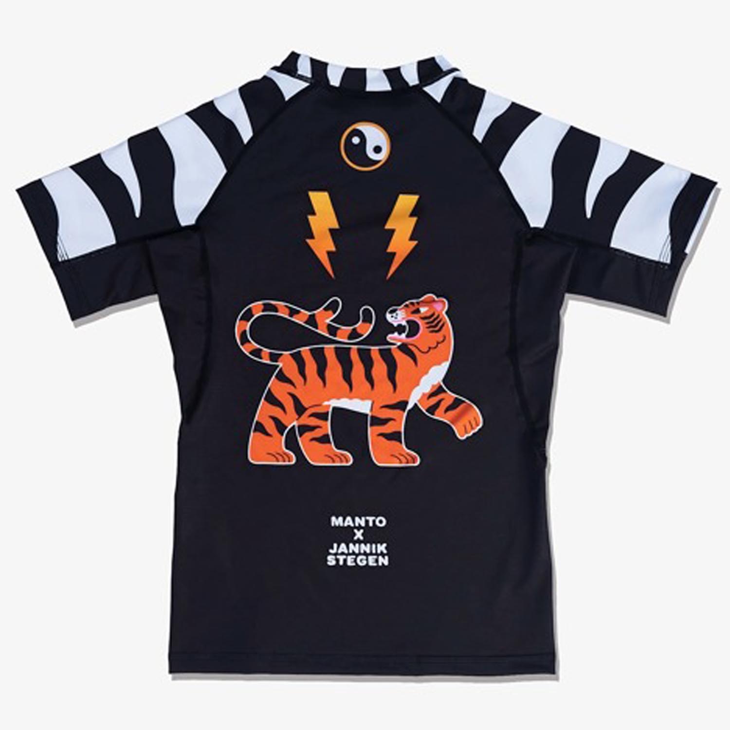 MANTO Rashguard, Kids, S/S, Tiger's Tail, black-orange, XL