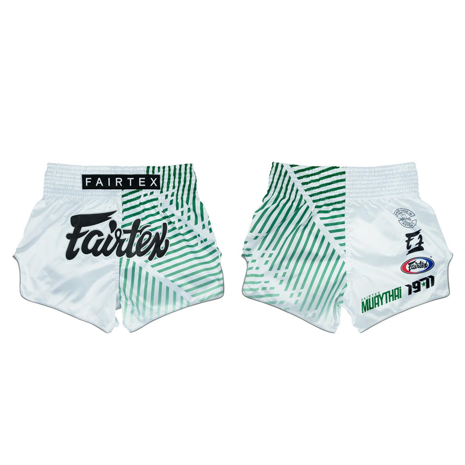 Fairtex Muay Thai Shorts, BS1923, Racer, white-green, S