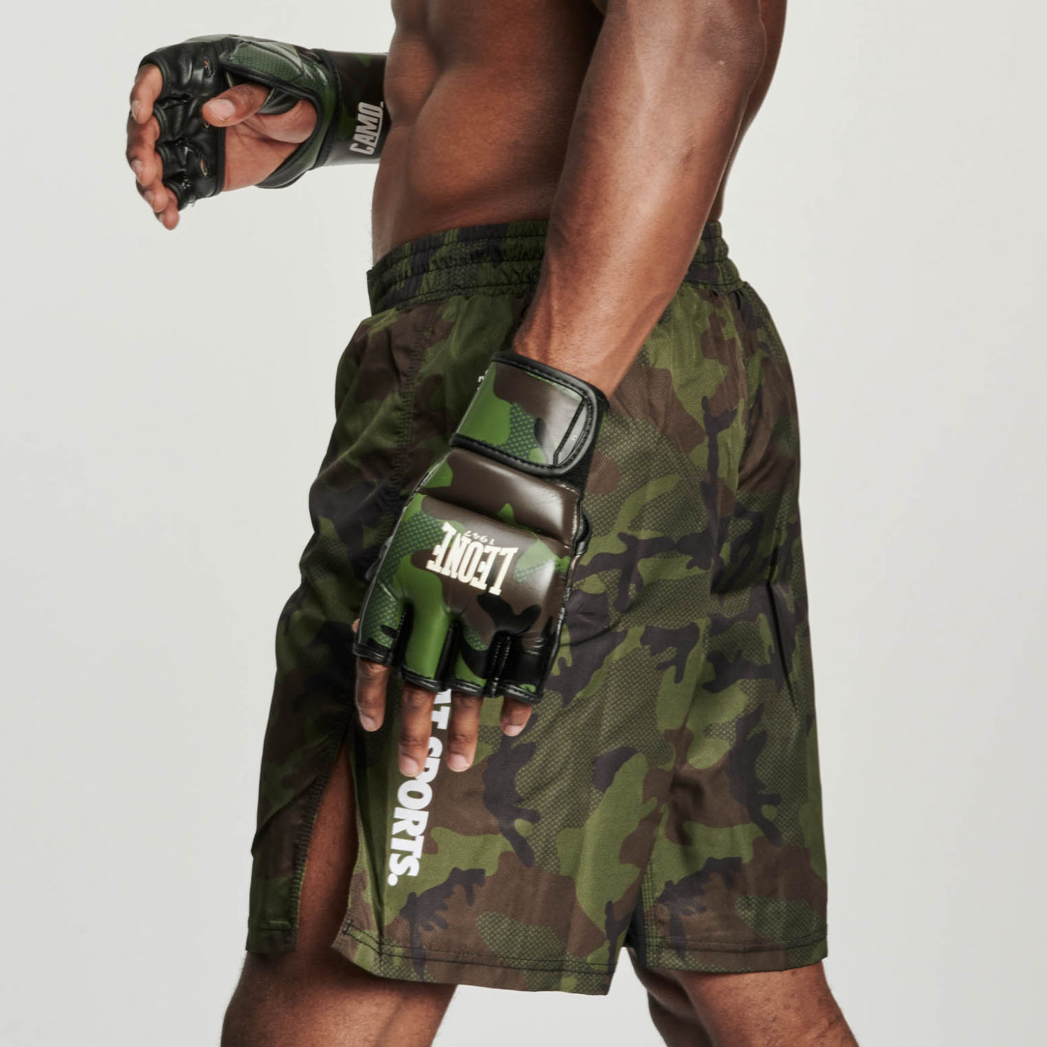 LEONE MMA Fight Shorts, AB954, camo-green, S