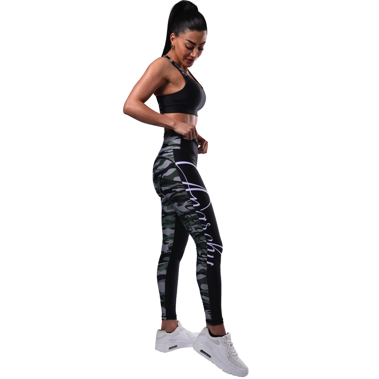 Anarchy Apparel Leggings, Symmetry Army, schwarz-grün, M
