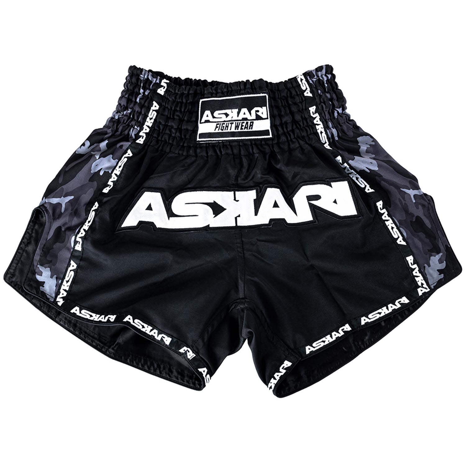 ASKARI Muay Thai Shorts, Phantom, schwarz-camo, S