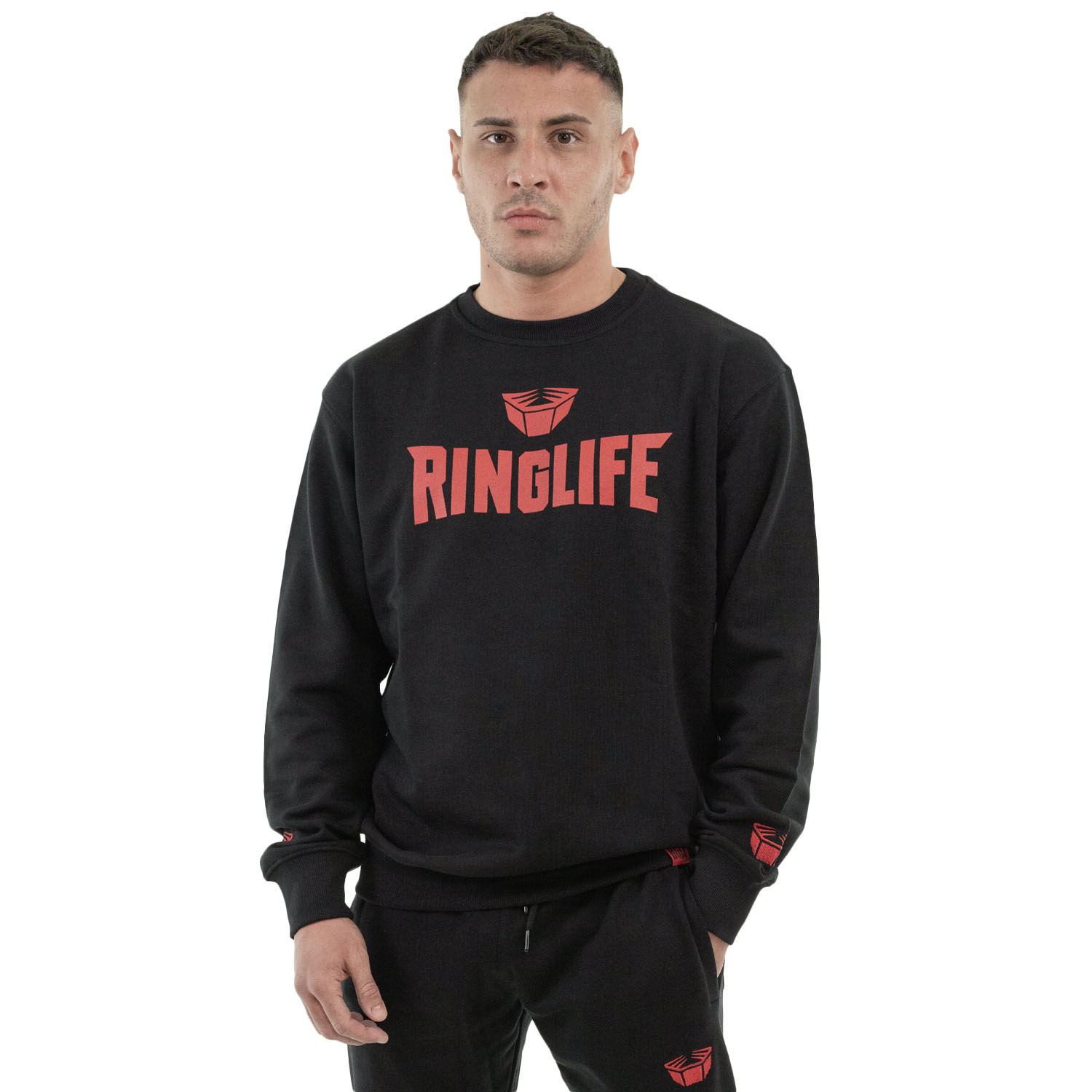 RINGLIFE Pullover, Logo, schwarz-rot