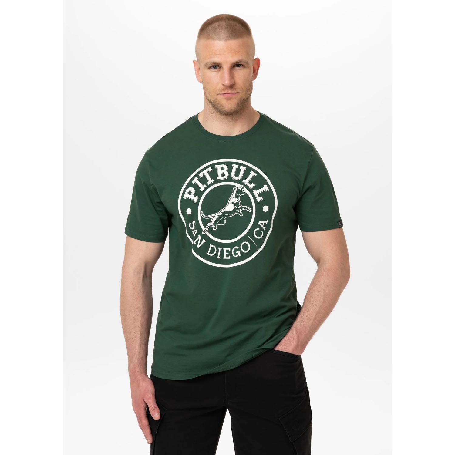 Pit Bull West Coast, T-Shirt, San Diego CA, dark green-white, XXXL
