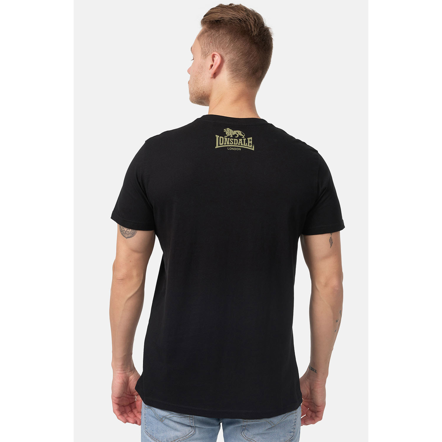 Lonsdale T-Shirt, Logo, black-olive, S