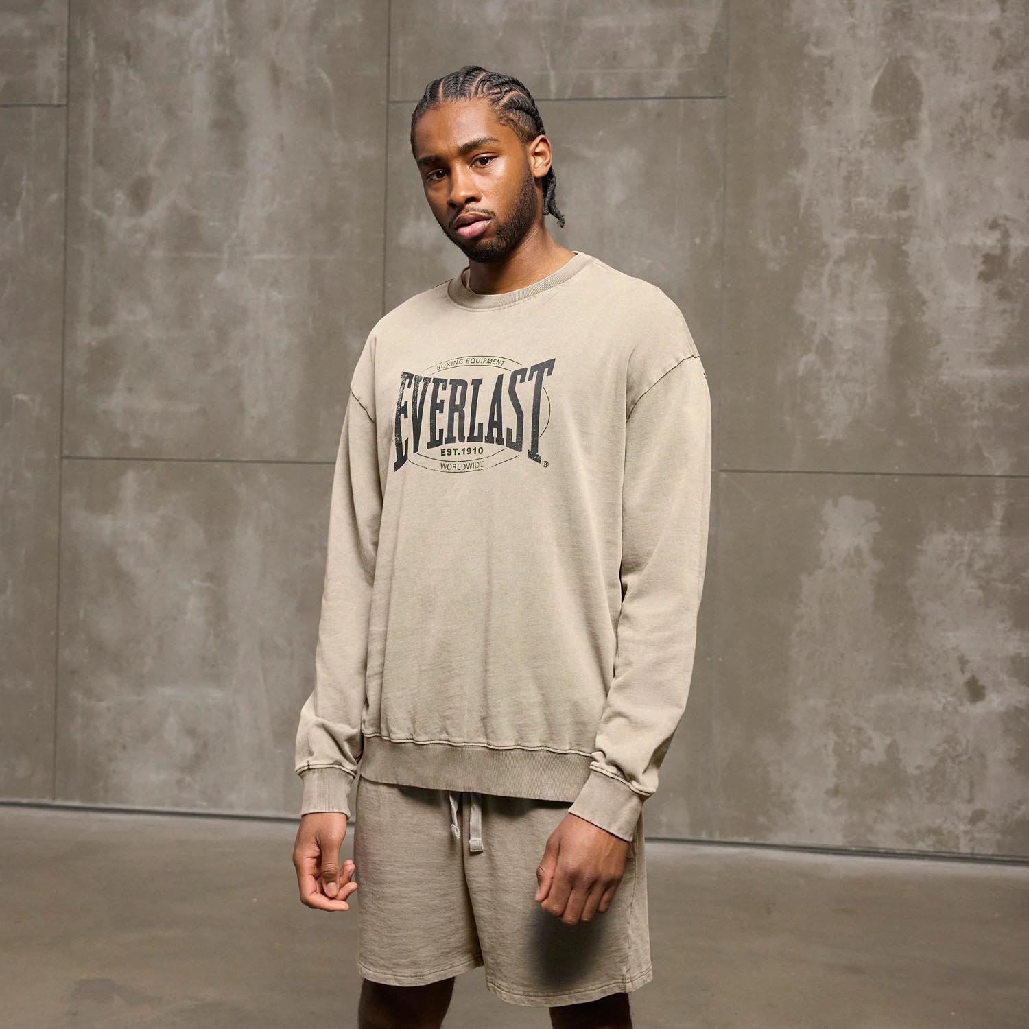 Everlast Pullover, Washed Logo, sand, XXL