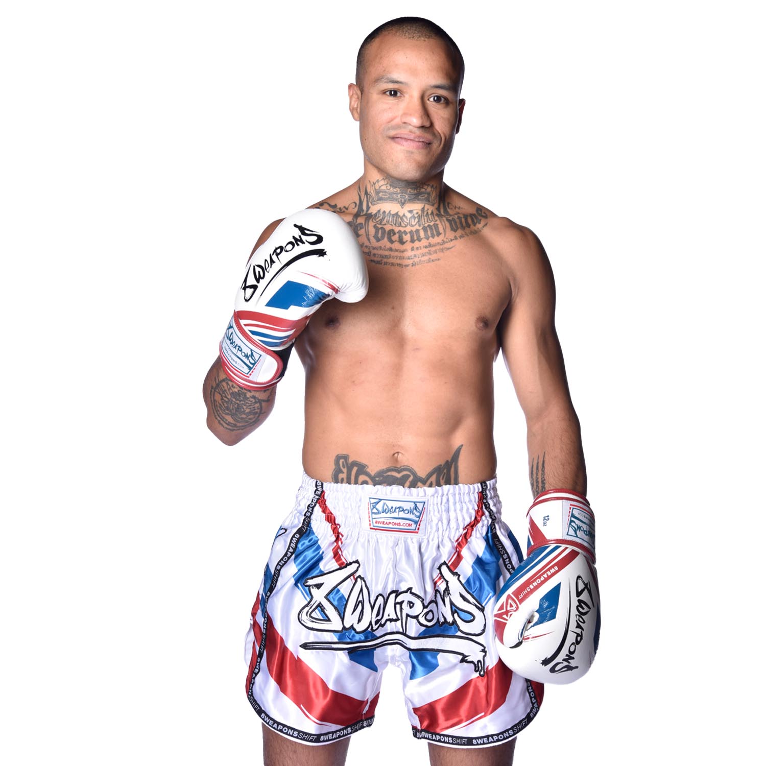 8 WEAPONS Boxing Gloves, Shift, white-navy-red, 16 Oz