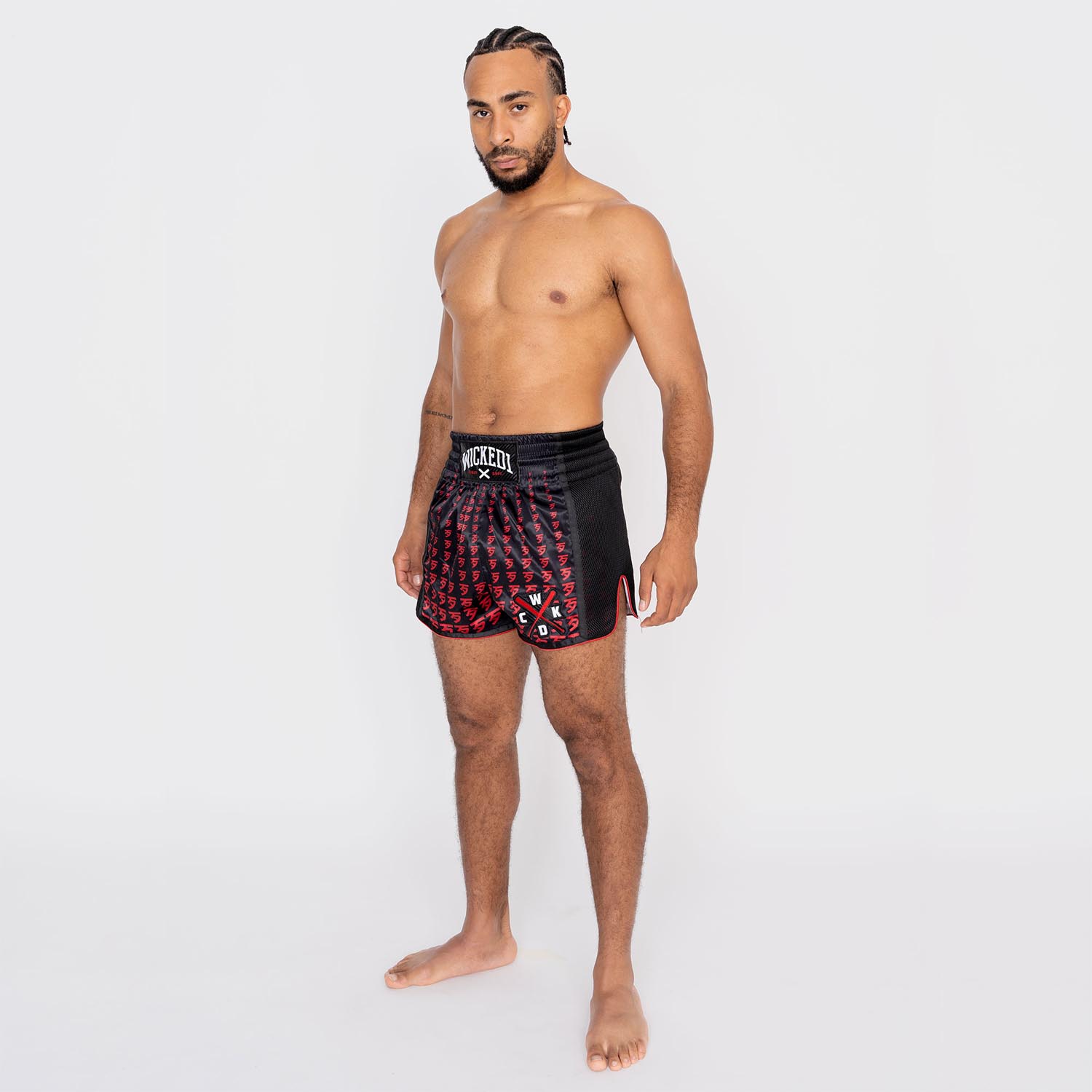 Wicked One Muay Thai Shorts, Infinit, schwarz-rot, M