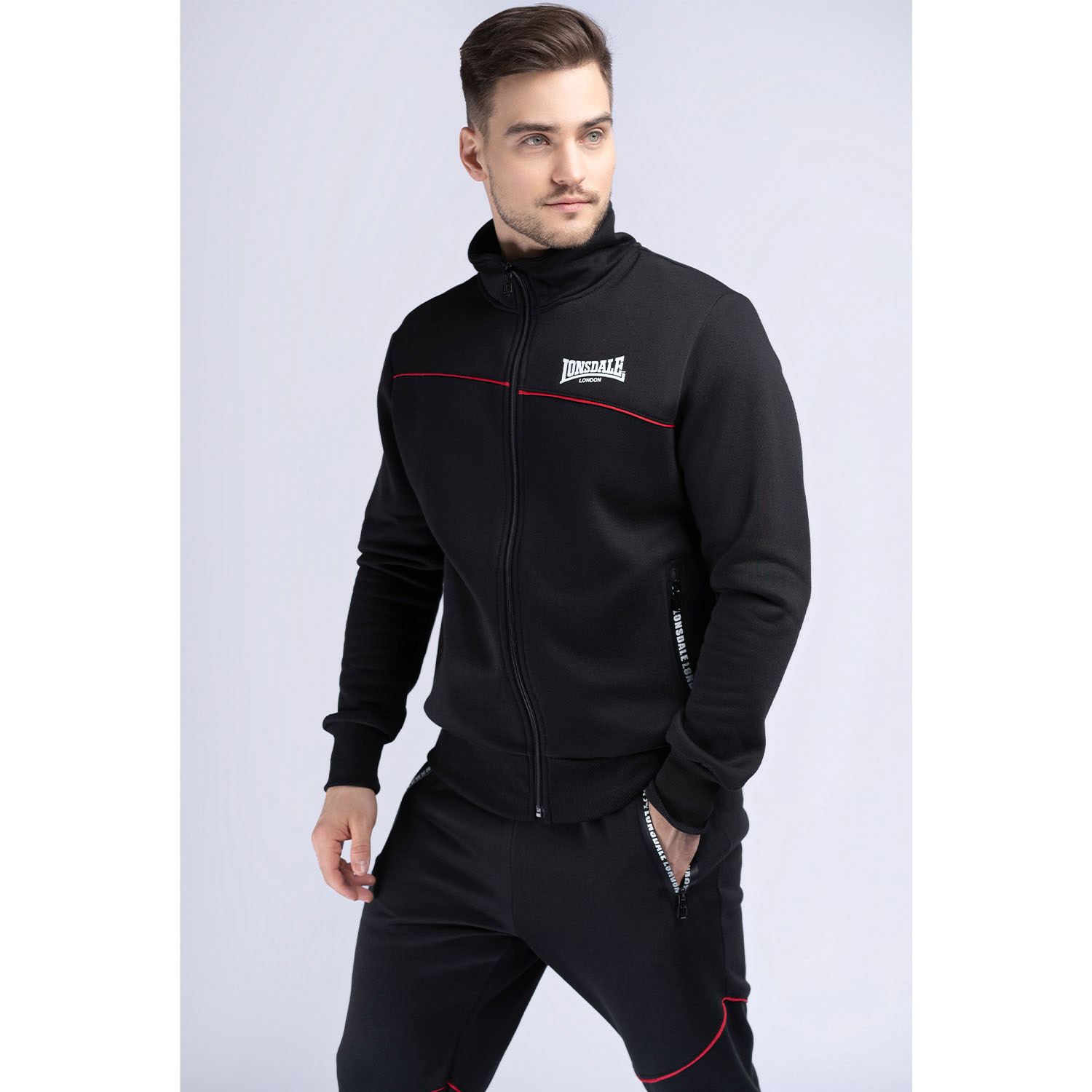 Lonsdale Trainingsanzug, Geddington, schwarz, XL