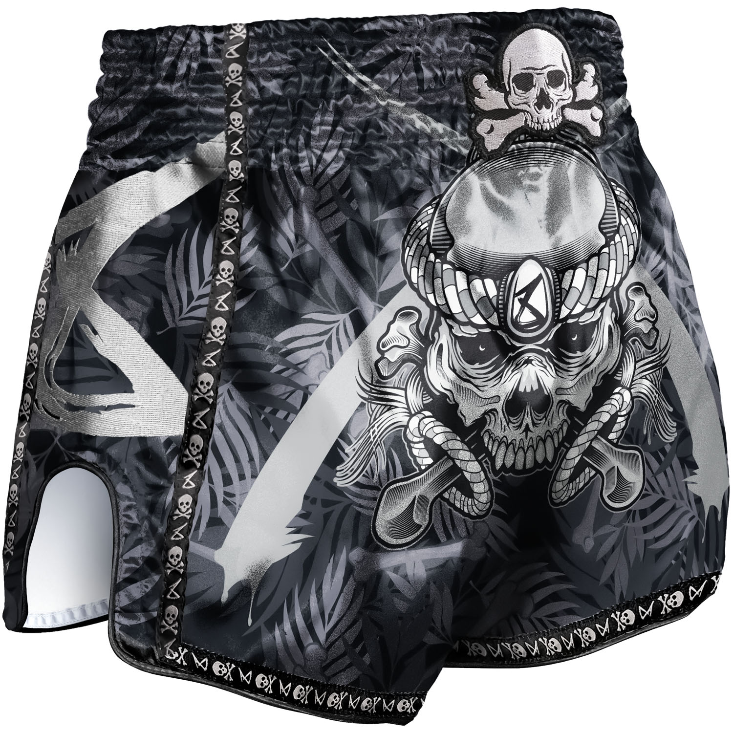 8 WEAPONS Muay Thai Shorts, Bone Island, schwarz, XXL