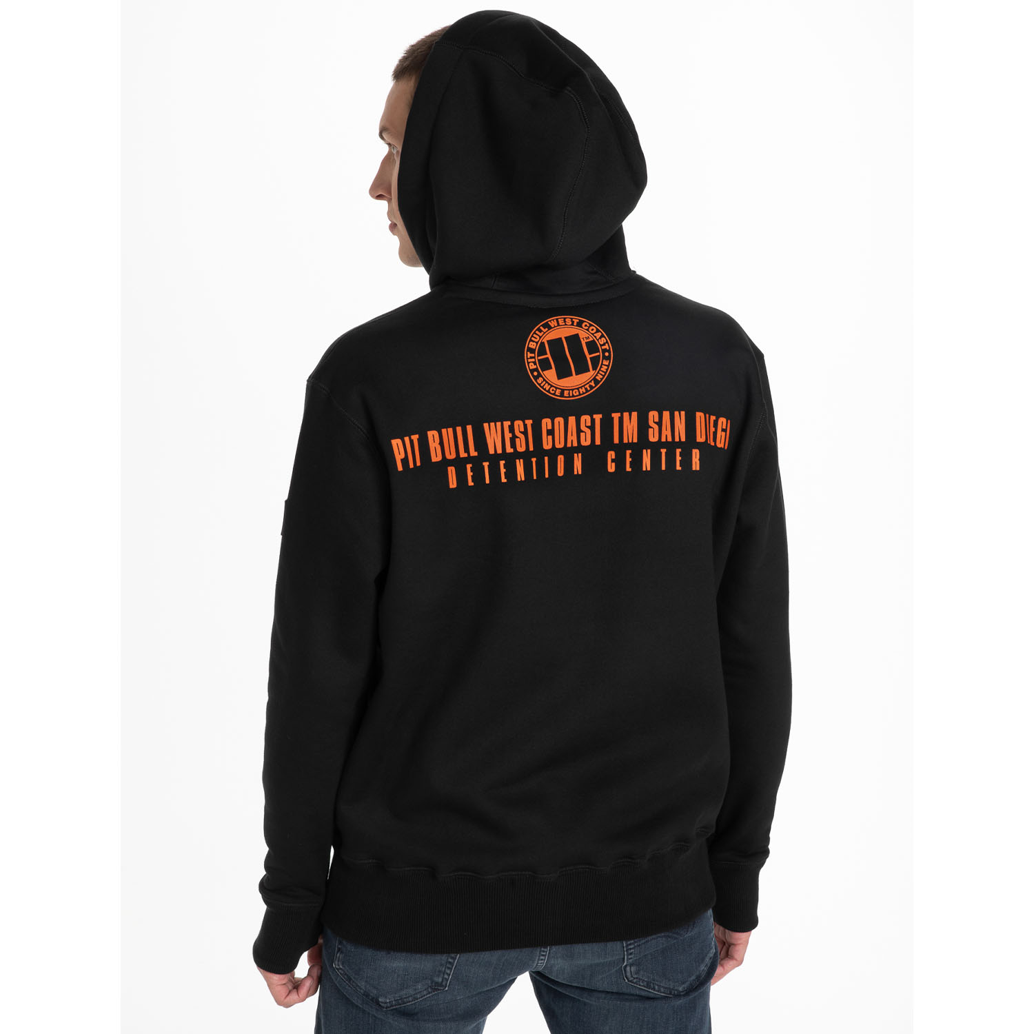 Pit Bull West Coast Hoody, Orange Dog, schwarz, S