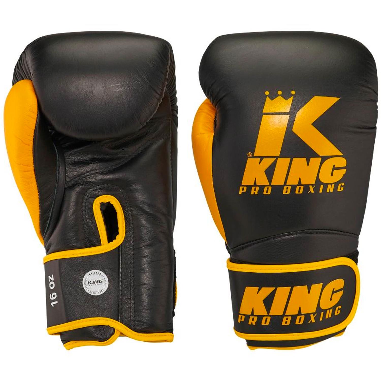 KING PRO BOXING Boxing Gloves, Star 18, black-yellow 12 Oz