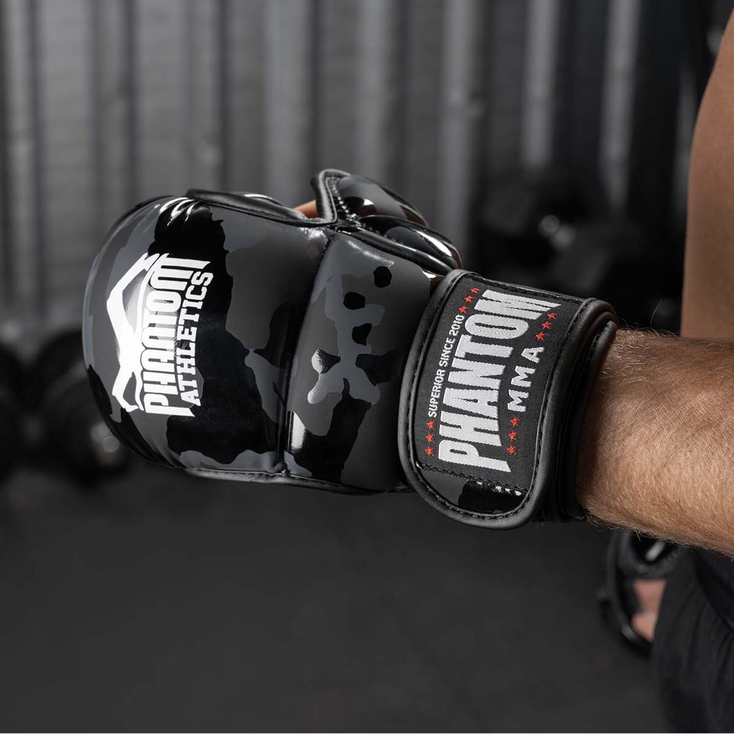 Phantom Athletics MMA Sparring Boxing Gloves, Apex, camo-black, S/M