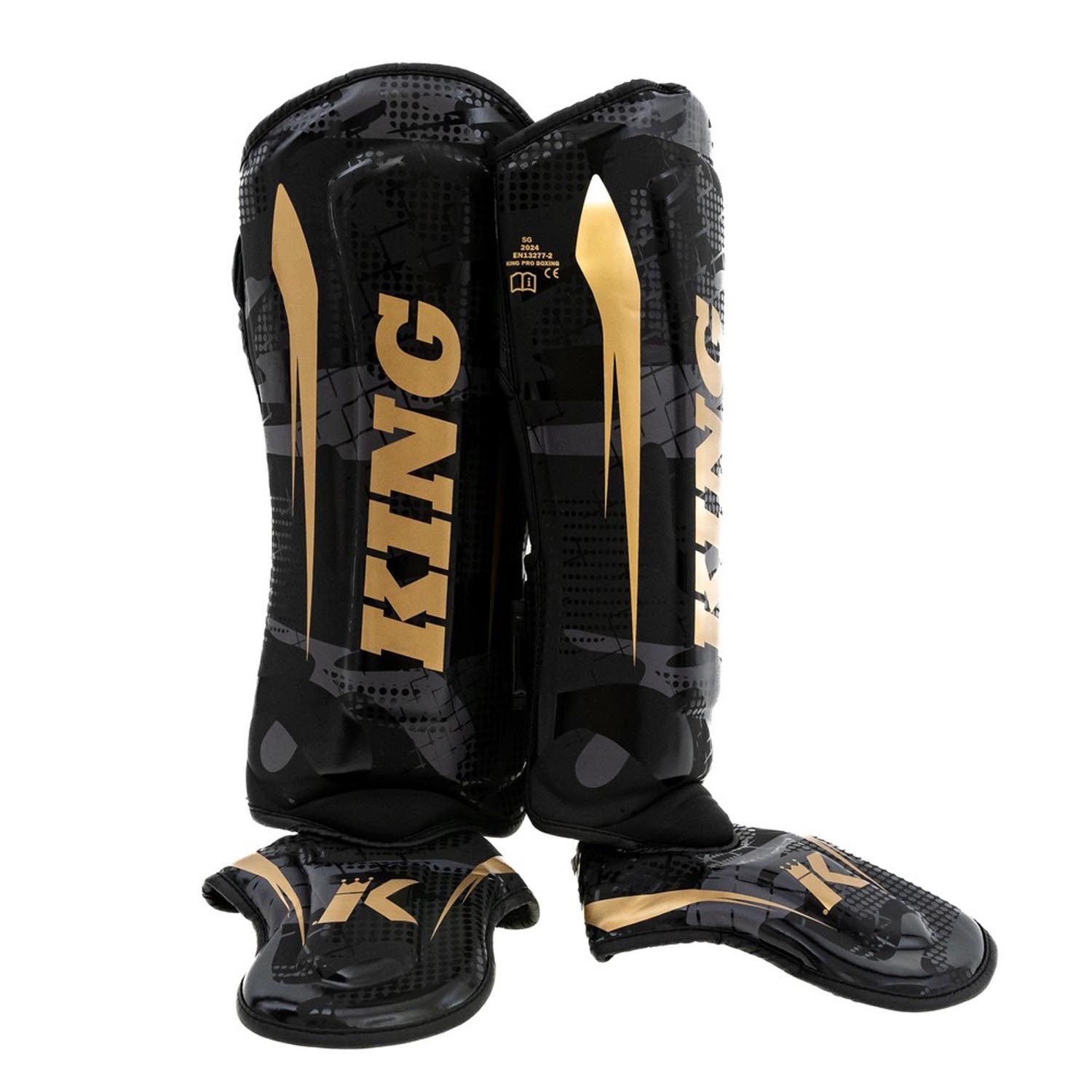 KING PRO BOXING Shin Guard, Shogun 2, black-gold, XL