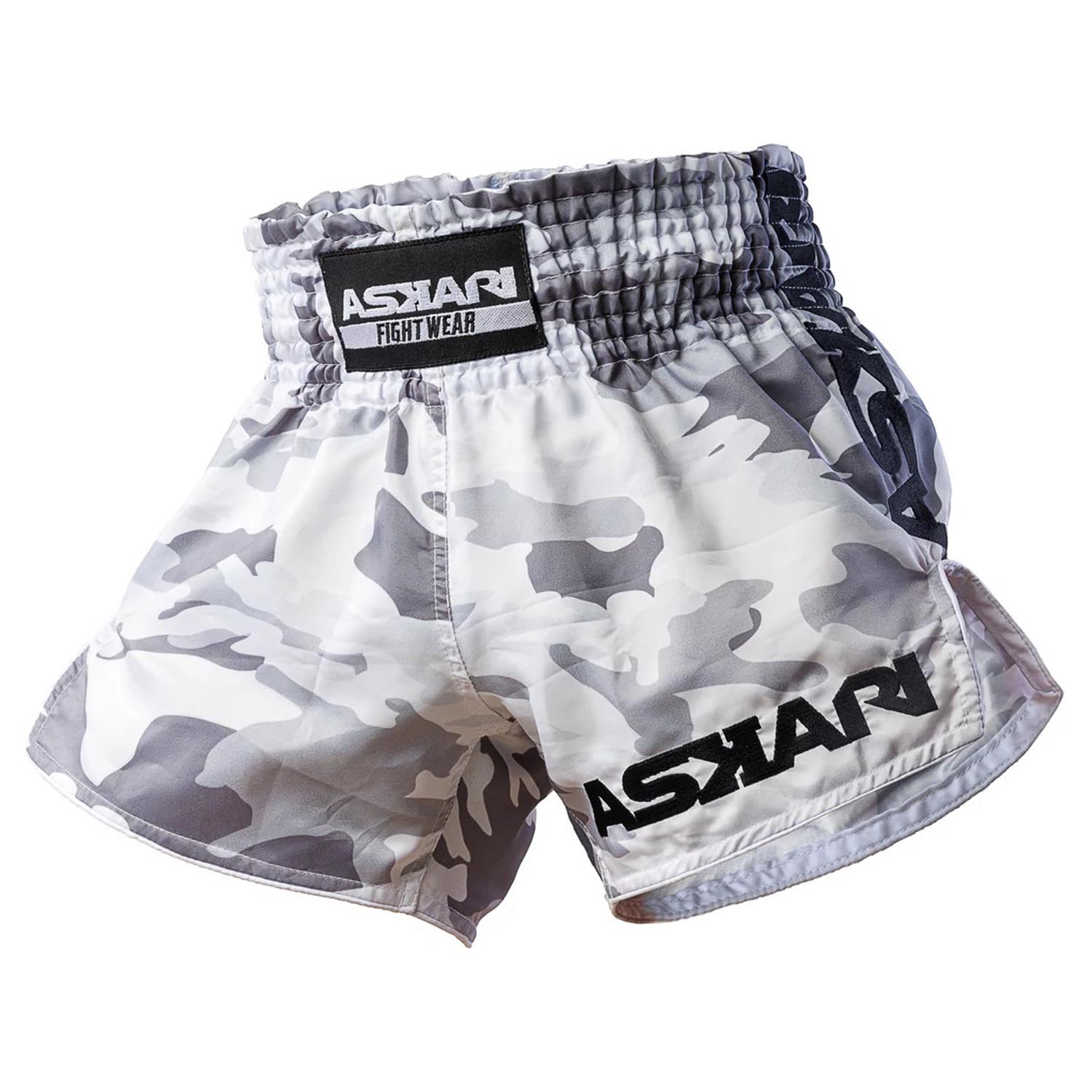 ASKARI Muay Thai Shorts, Soldier, weiß-camo