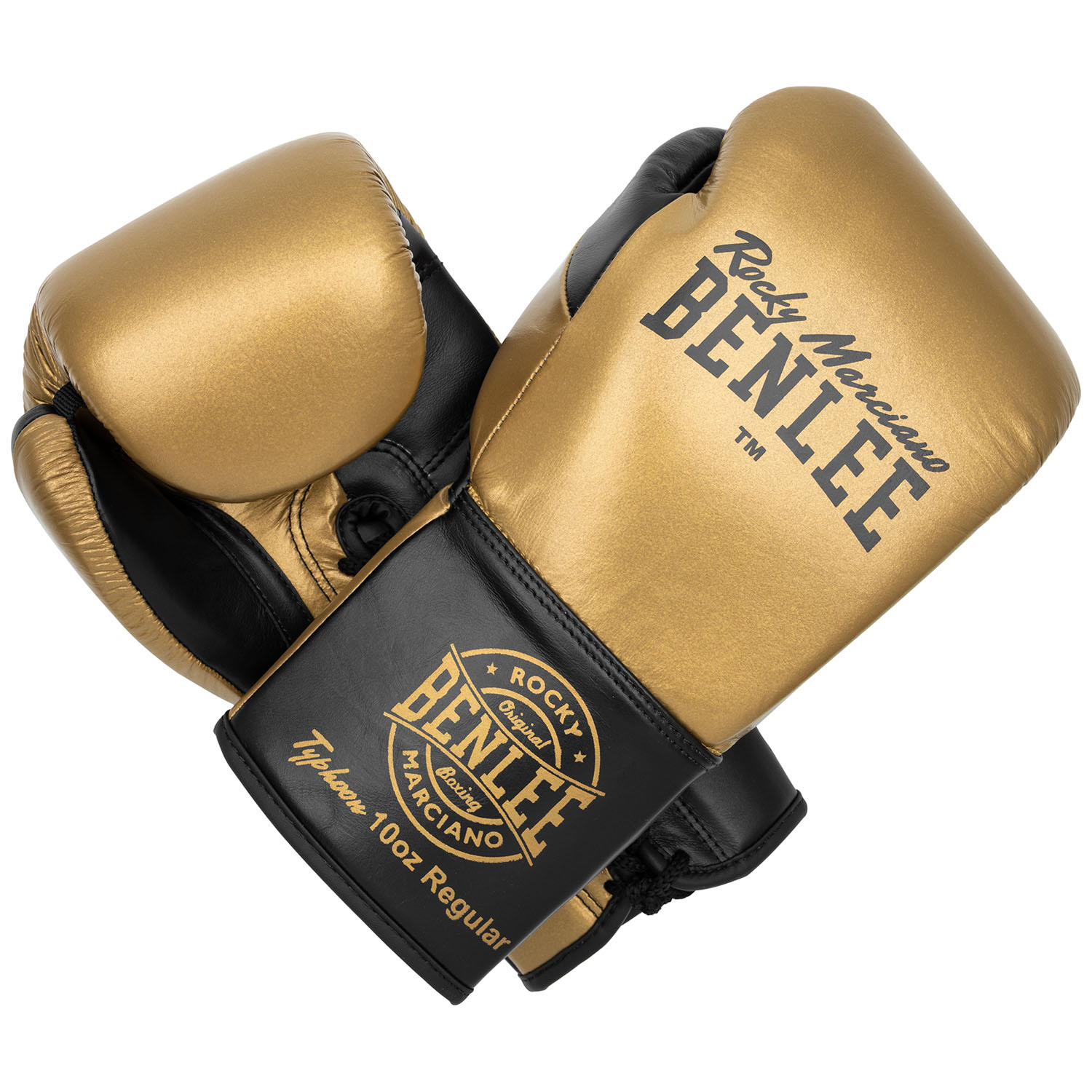 BENLEE Wettkampf Boxhandschuhe, Typhoon, gold-schwarz, 10 Oz