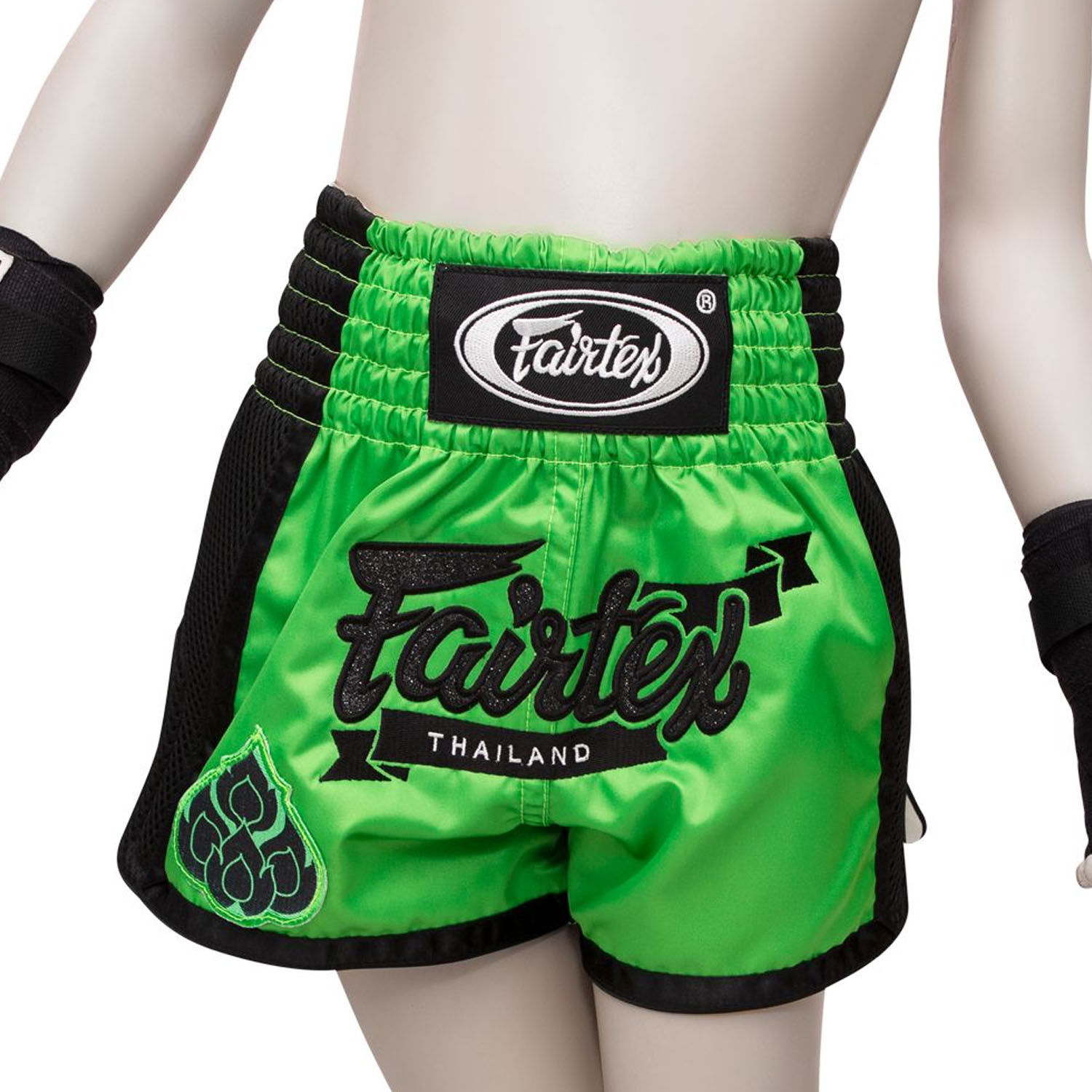 Fairtex Muay Thai Shorts, Kinder, BSK2106, grün-schwarz, 4-6 J